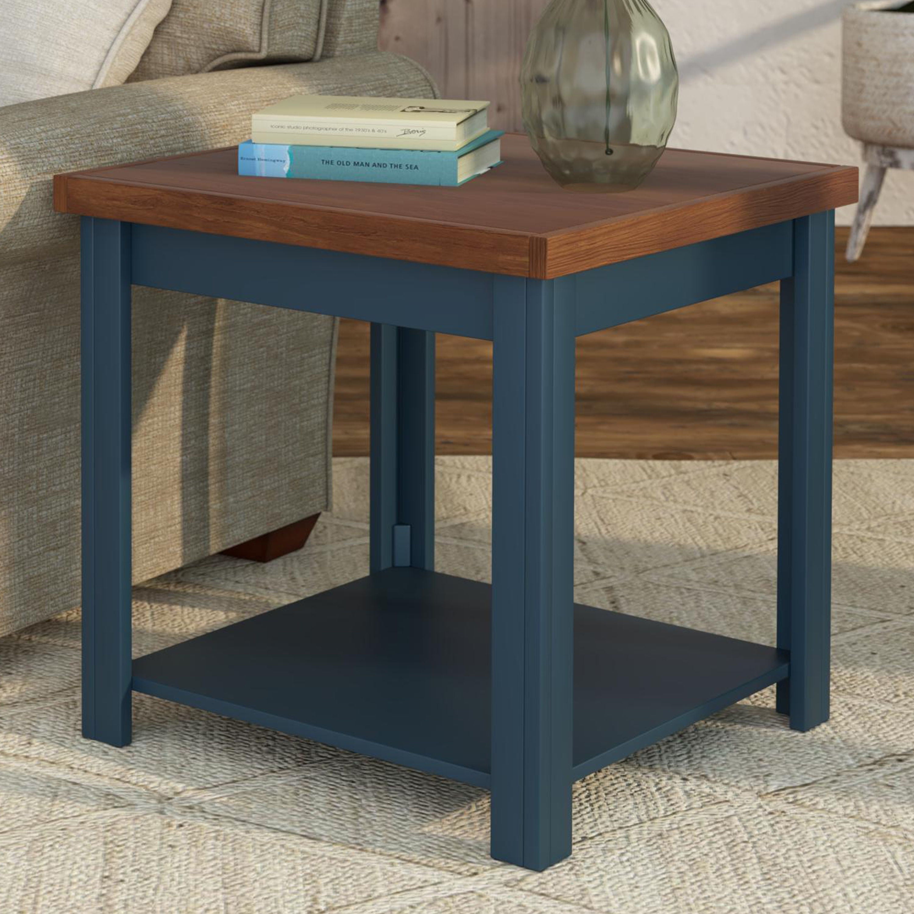 Nantucket - Side Table - Blue Denim, Whiskey