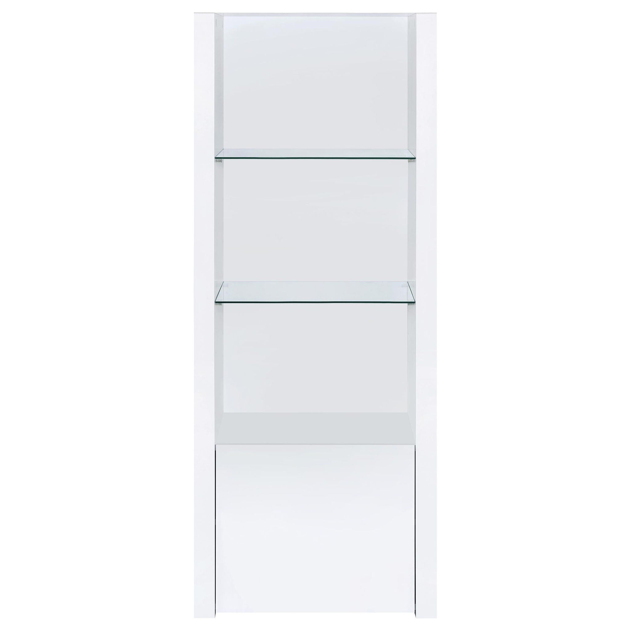 Lance - 3 Shelf Media Tower With Shelves And Hidden Cabinet - Gloss White
