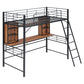 Twin Size Loft Bed with Desk and Shelf , Loft Bed with Ladder,Twin,Black