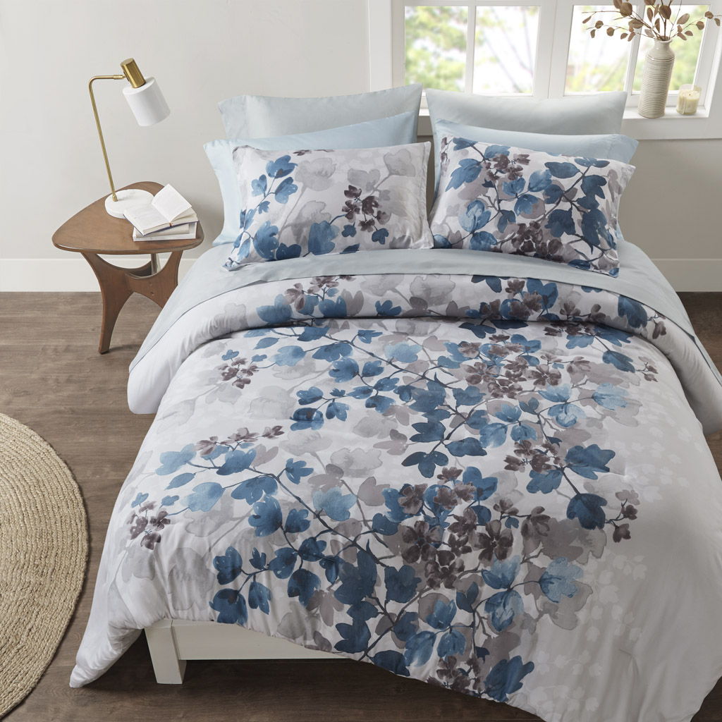 Alexis - Queen Comforter Set With Bed Sheets - Blue