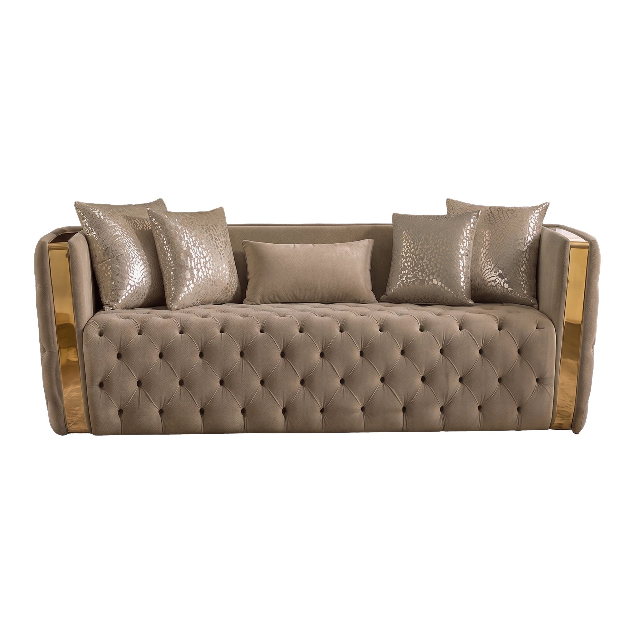 Naomi - Button Tufted Sofa - Taupe