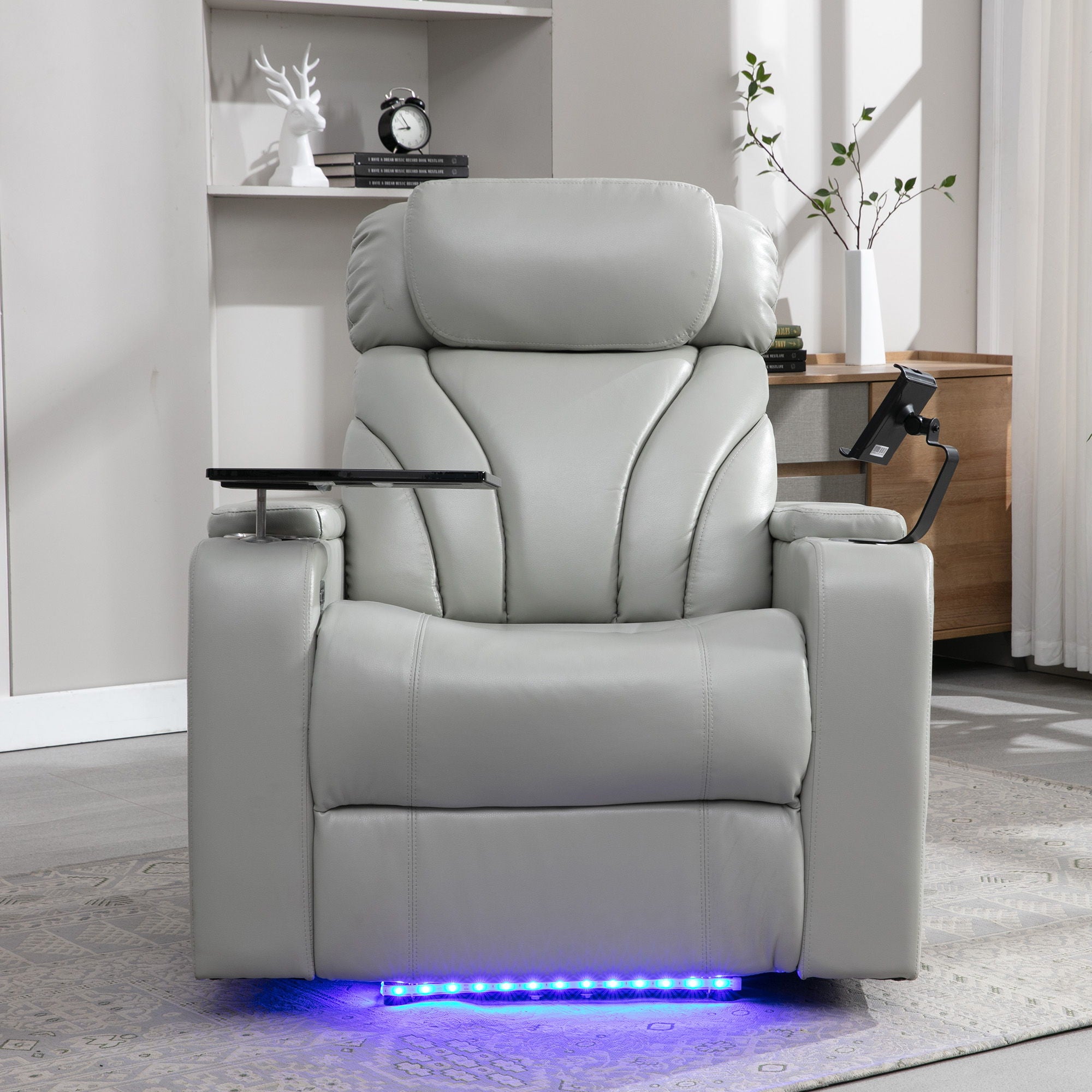 Power Motion Recliner With USB Charging Port And Hidden Arm Storage, Home Theater Seating With Convenient Cup Holder Design, And Stereo