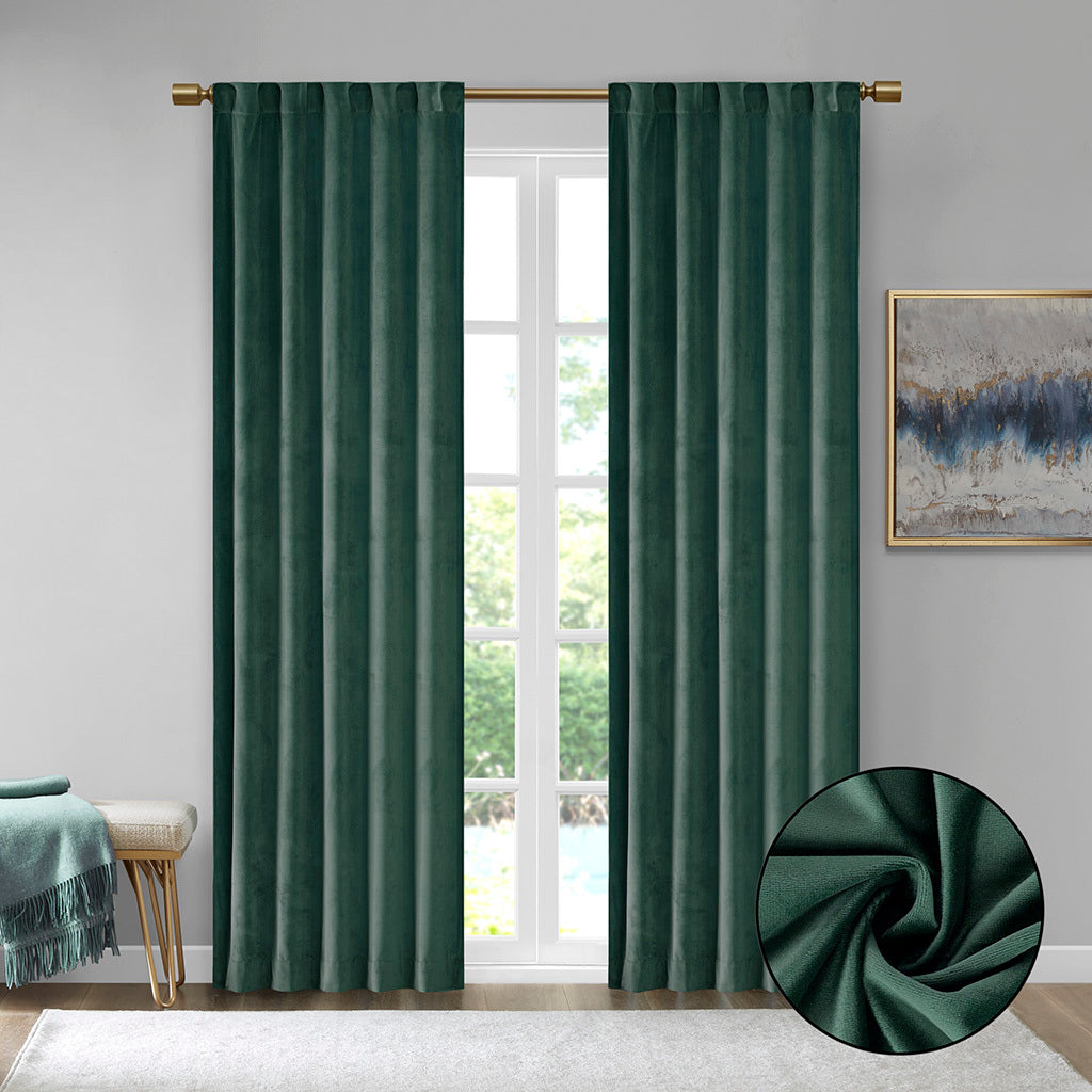 Room Darkening Poly Velvet Rod Pocket/Back Tab Curtain Panel Pair