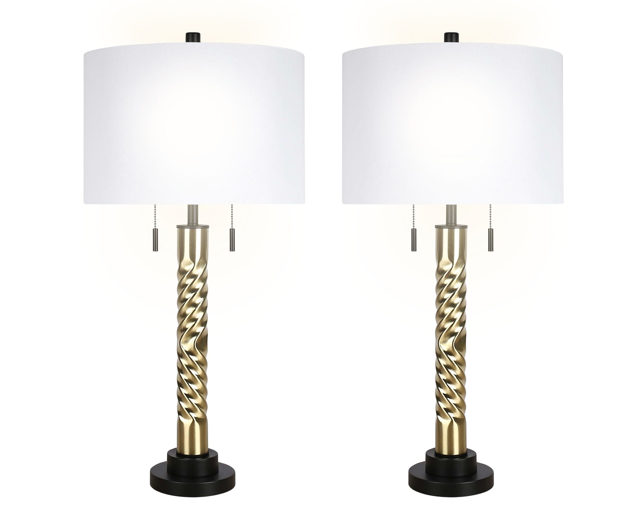 "Twist Elegance" Metal Table Lamp (Set of 2) - Matte Black / Soft Gold