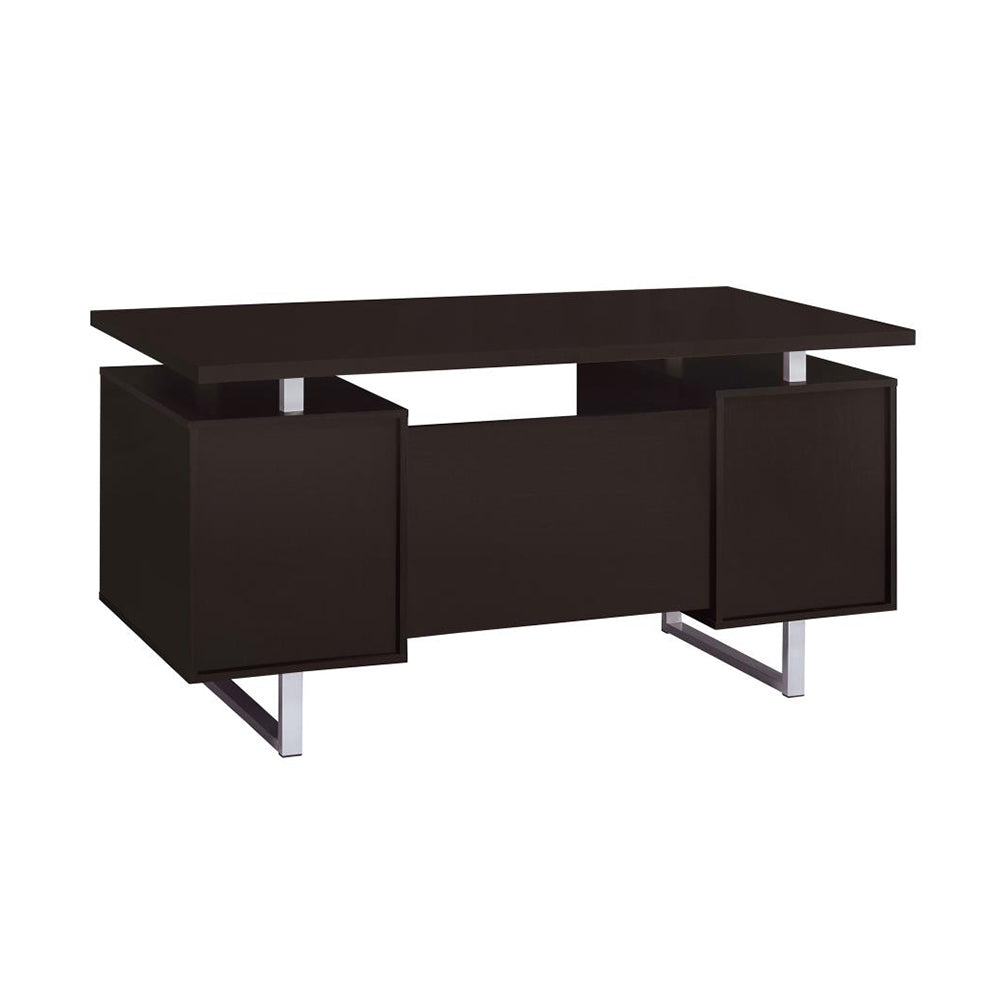 Rectangular Storage Office Desk in Cappuccino Finish