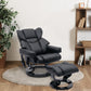 Massage Recliner and Ottoman, PU Leisure Office Chair with 10 Vibration Points, Adjustable Backrest, Side Pocket and Remote Control, for Living Room, Study, Bedroom, Black