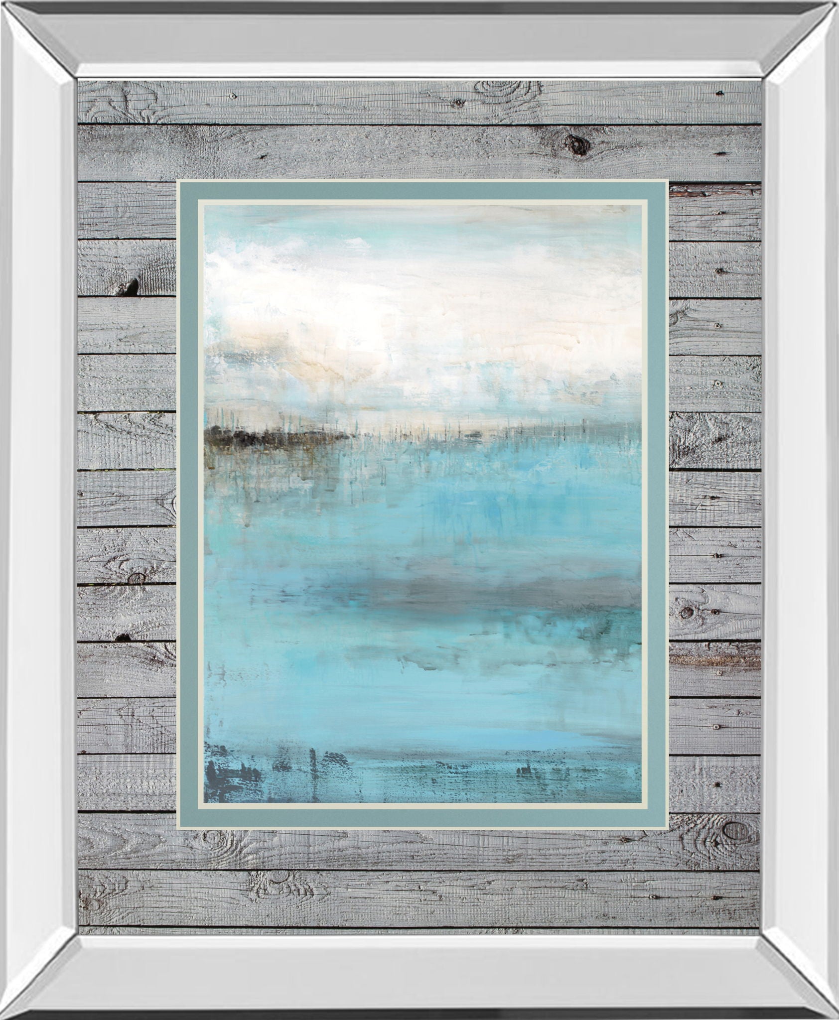 Beyond The Sea By Wani Pasion - Mirror Framed Print Wall Art - Light Blue