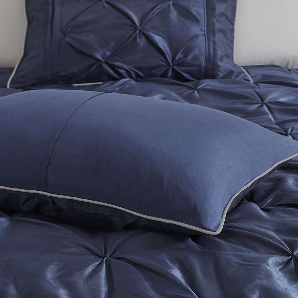 Laurel - King 7 Piece Tufted Comforter Set - Navy