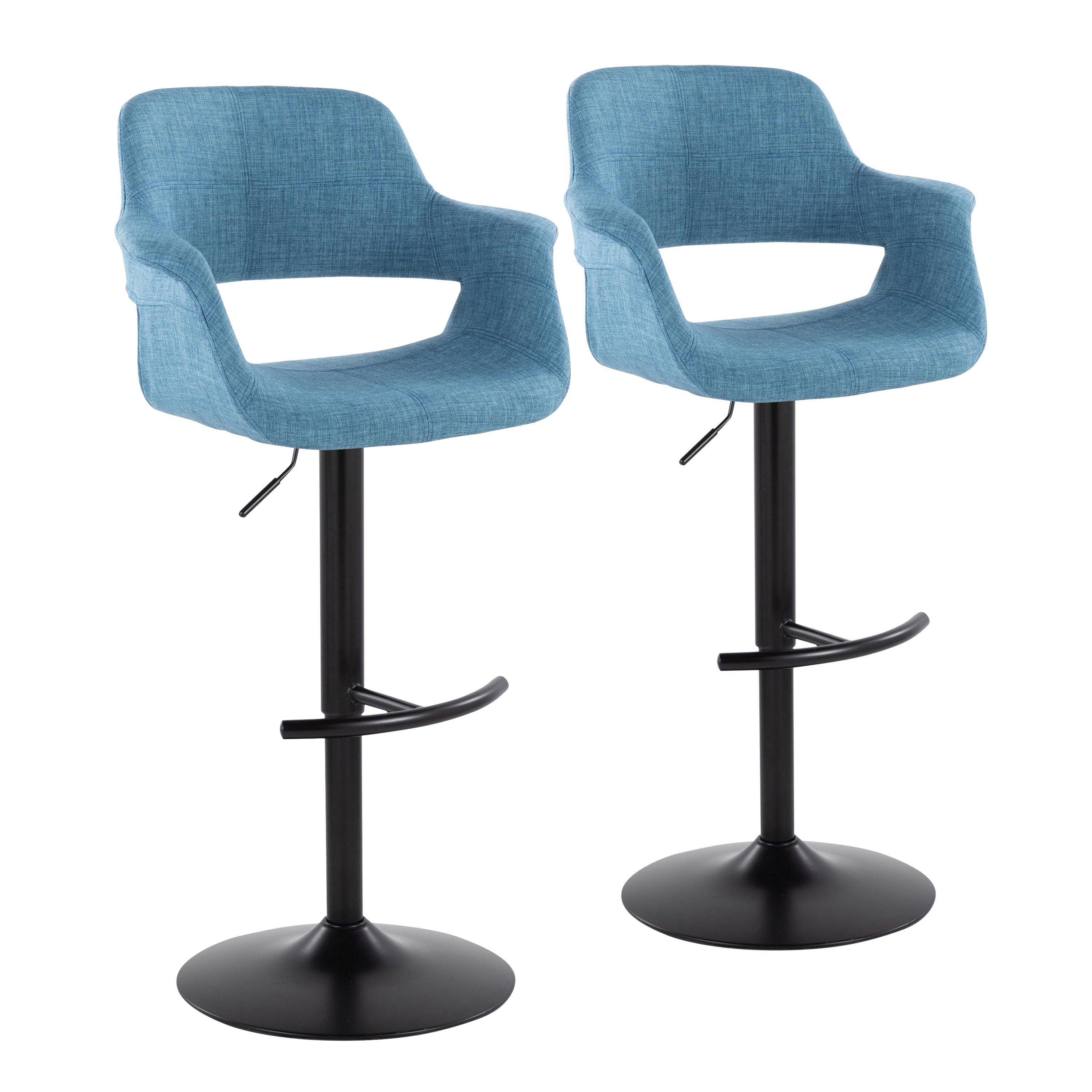 Vintage Flair - Mid Century Modern Adjustable Barstool With Swivel & Rounded T Footrest (Set of 2)