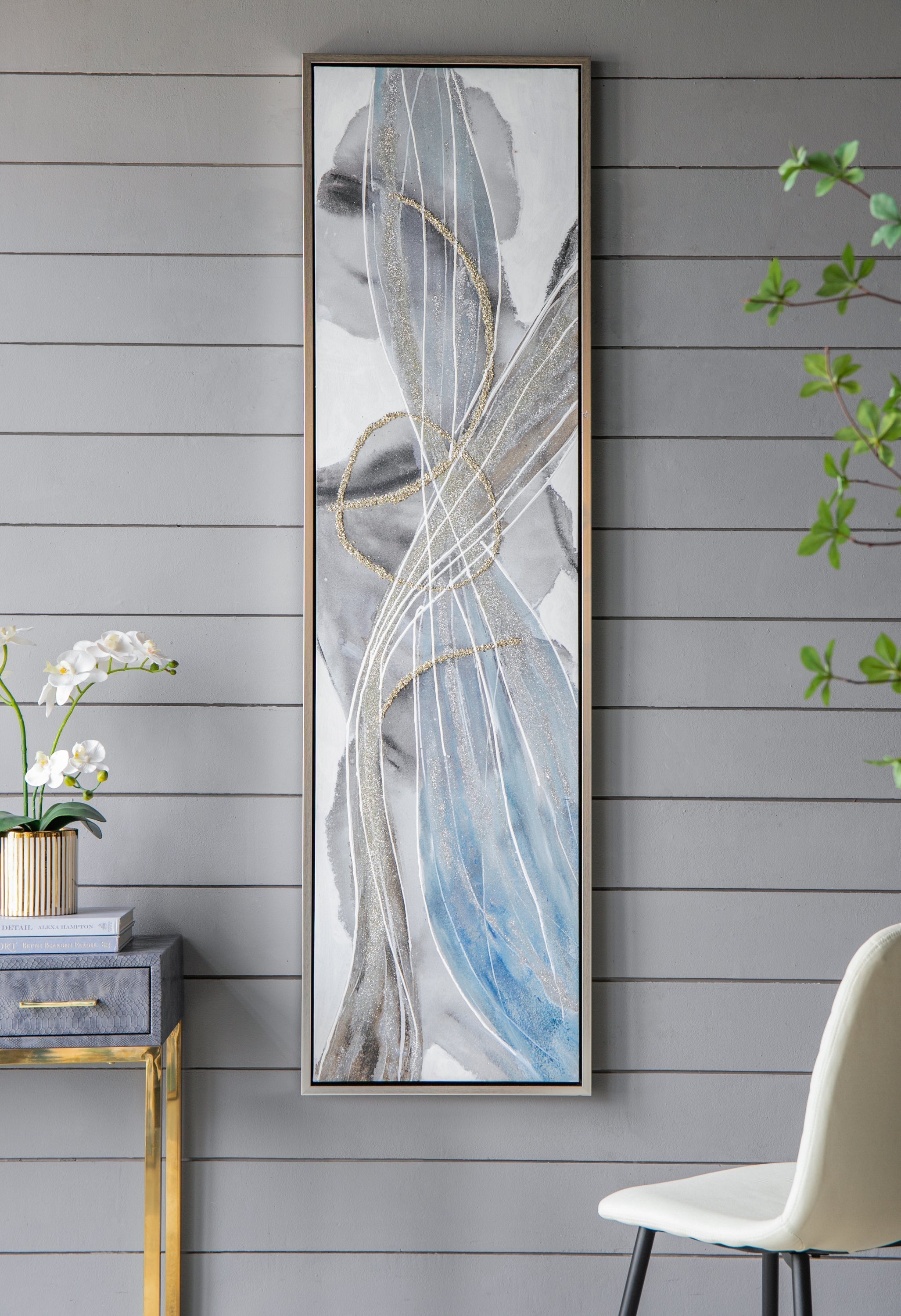 Set of 2 Elongated Modern Abstract Oil Paintings, Wall Art  for Living Room Dining Room  Bedroom  Office Entryway, 20" x 71"