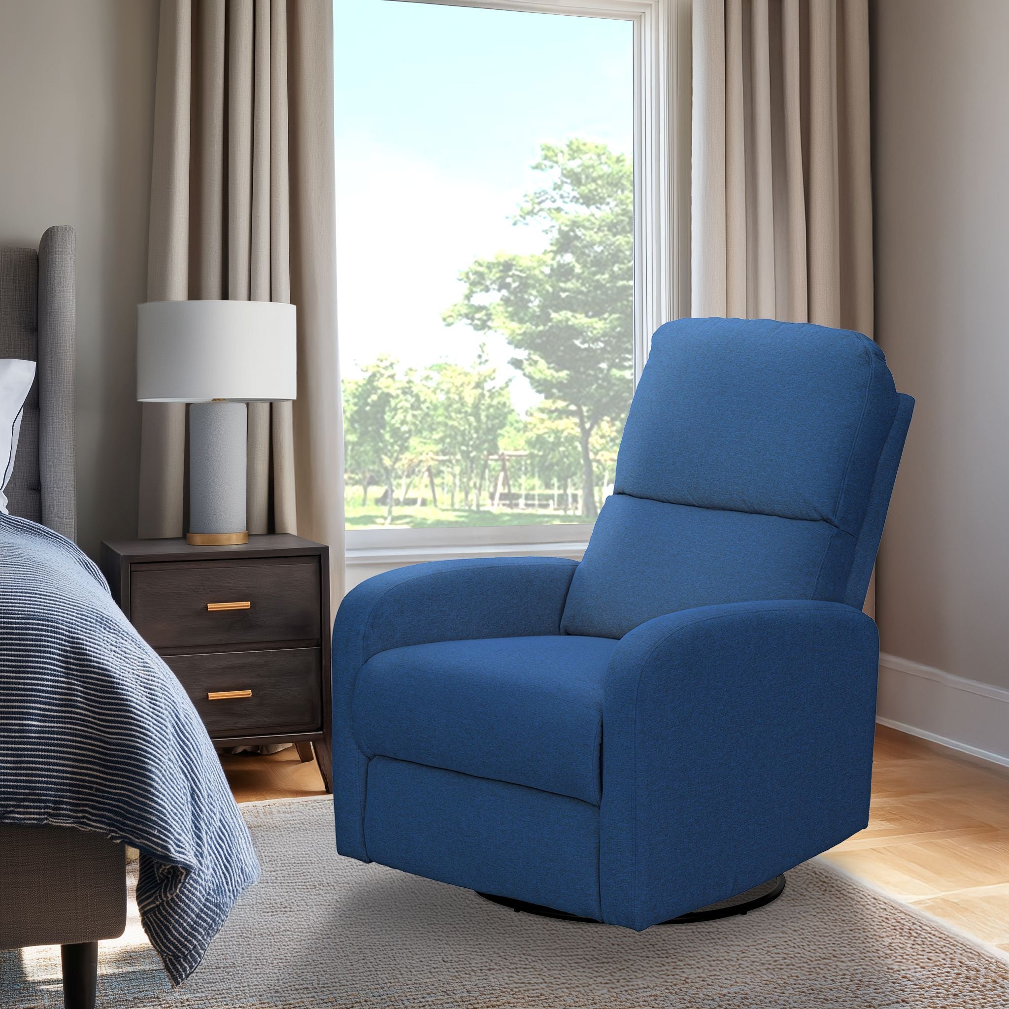 Dakota - Power Recliner 3-in-1 With Swivel, Glider, USB Ports - Blue