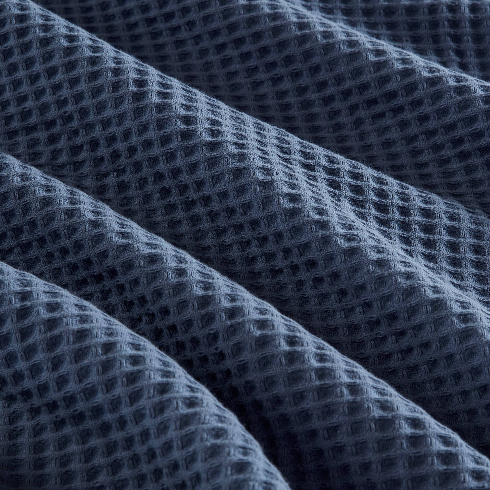 Waffle Weave - Twin Cotton Blanket - Indigo