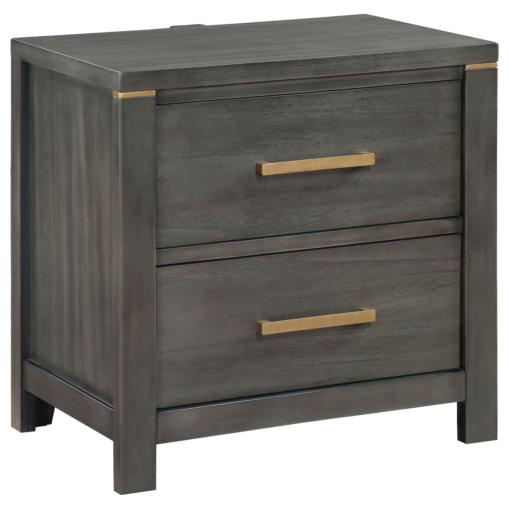 Herndon - 2 Drawer Nightstand With USB Port, Storage Furniture - Gray