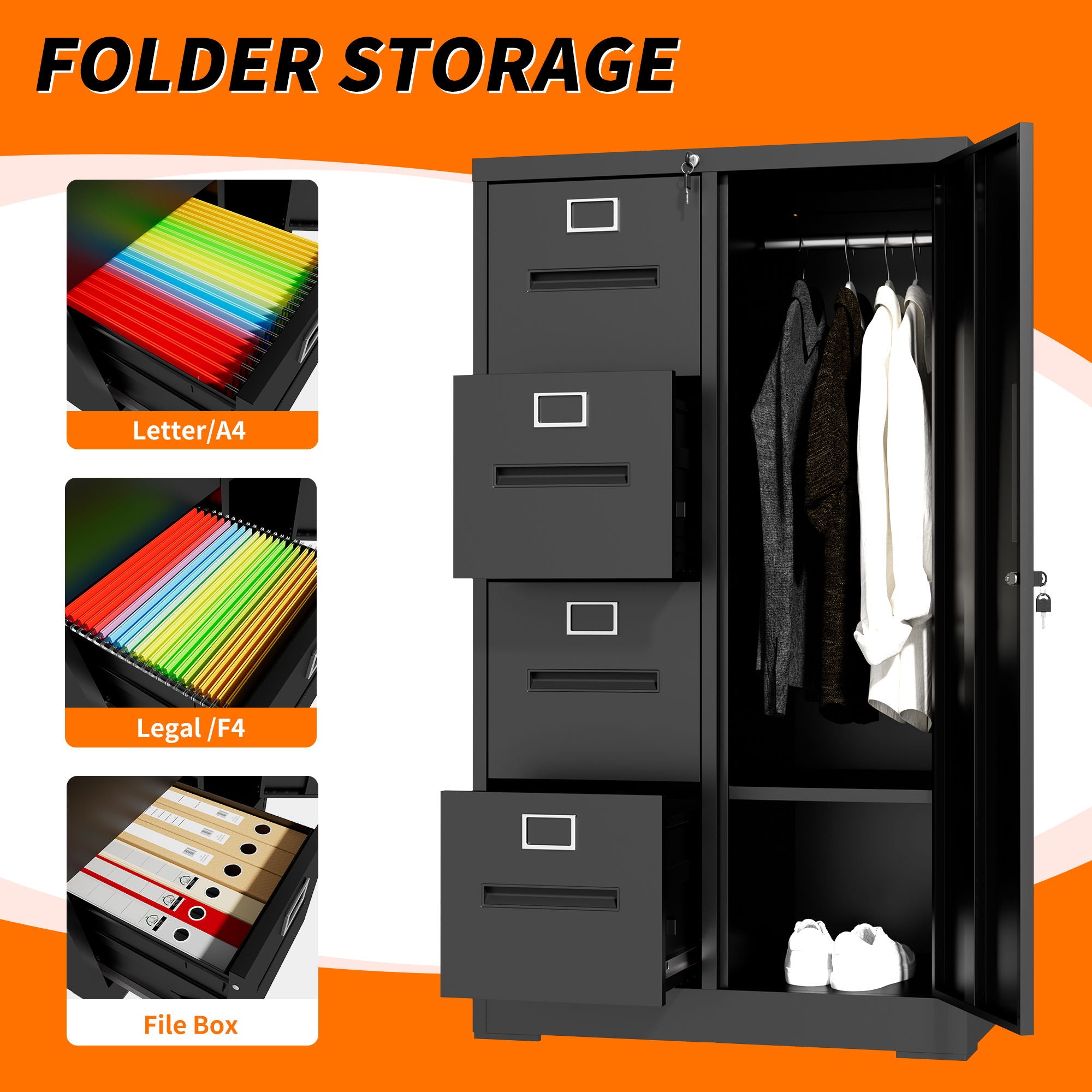 Storage Vertical Filing Cabinet With Lock