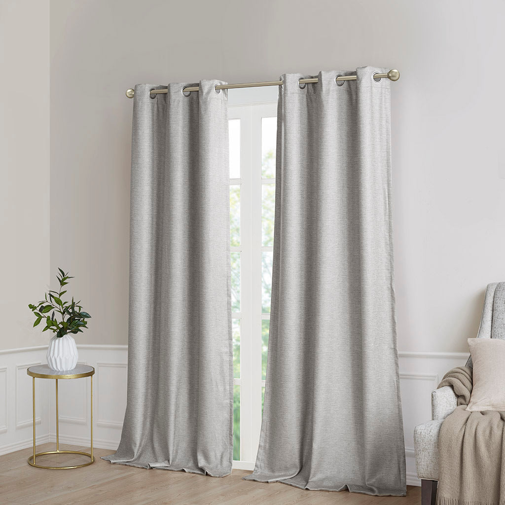 Tonal Printed Faux Silk Total Blackout Curtain Panel Pair