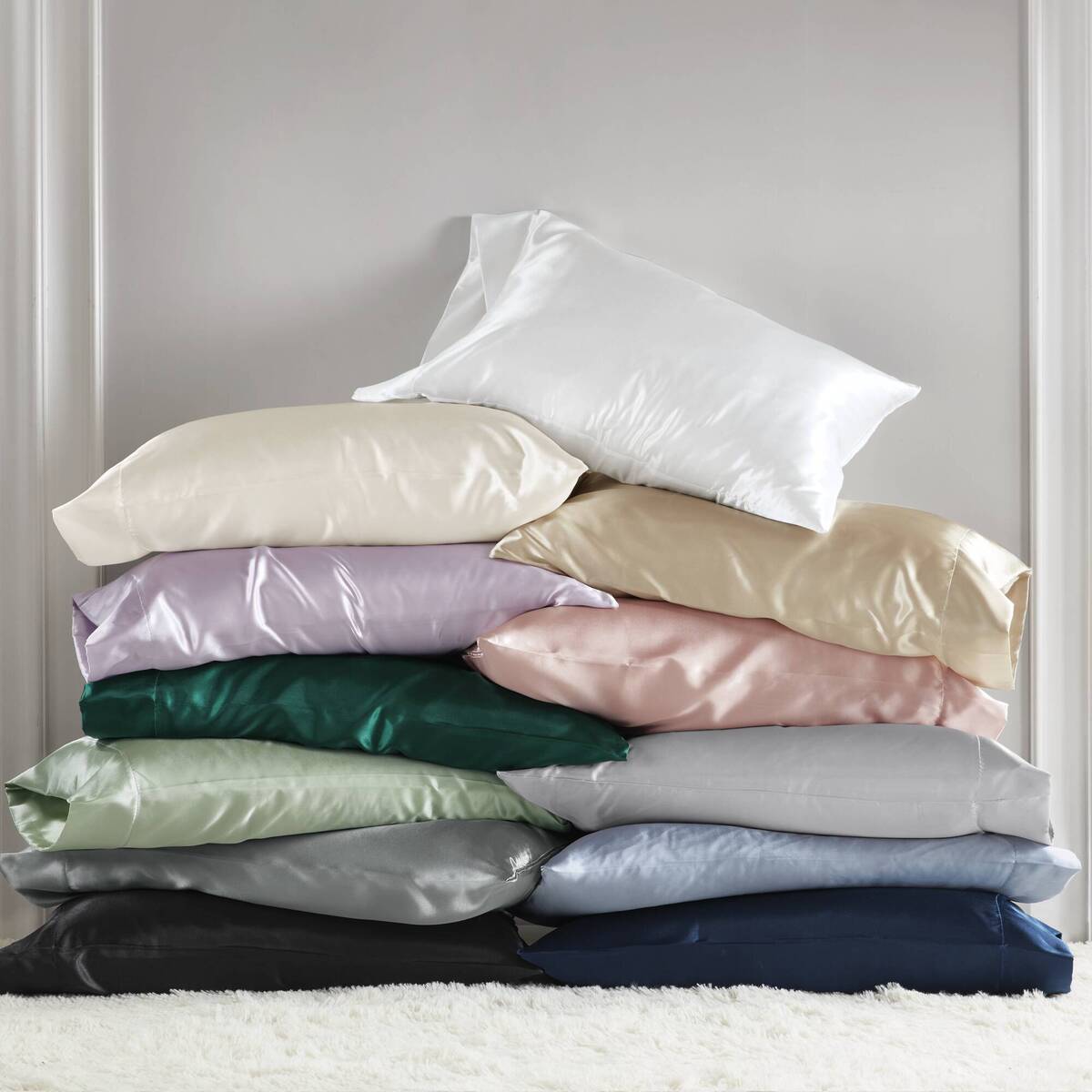 Satin - Pillowcases (Set of 2) Queen - Light Gray