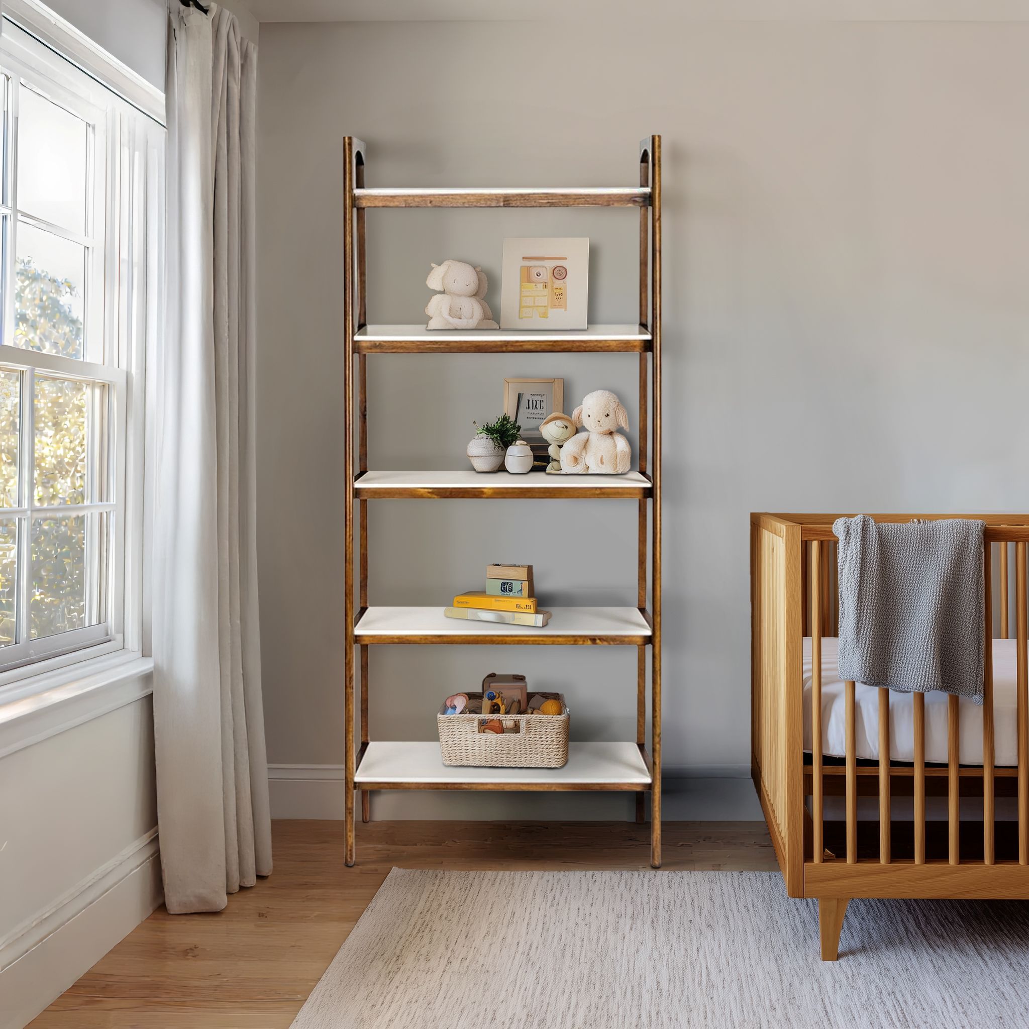 Parker - Shelf / Bookcase - Off-White / Pecan