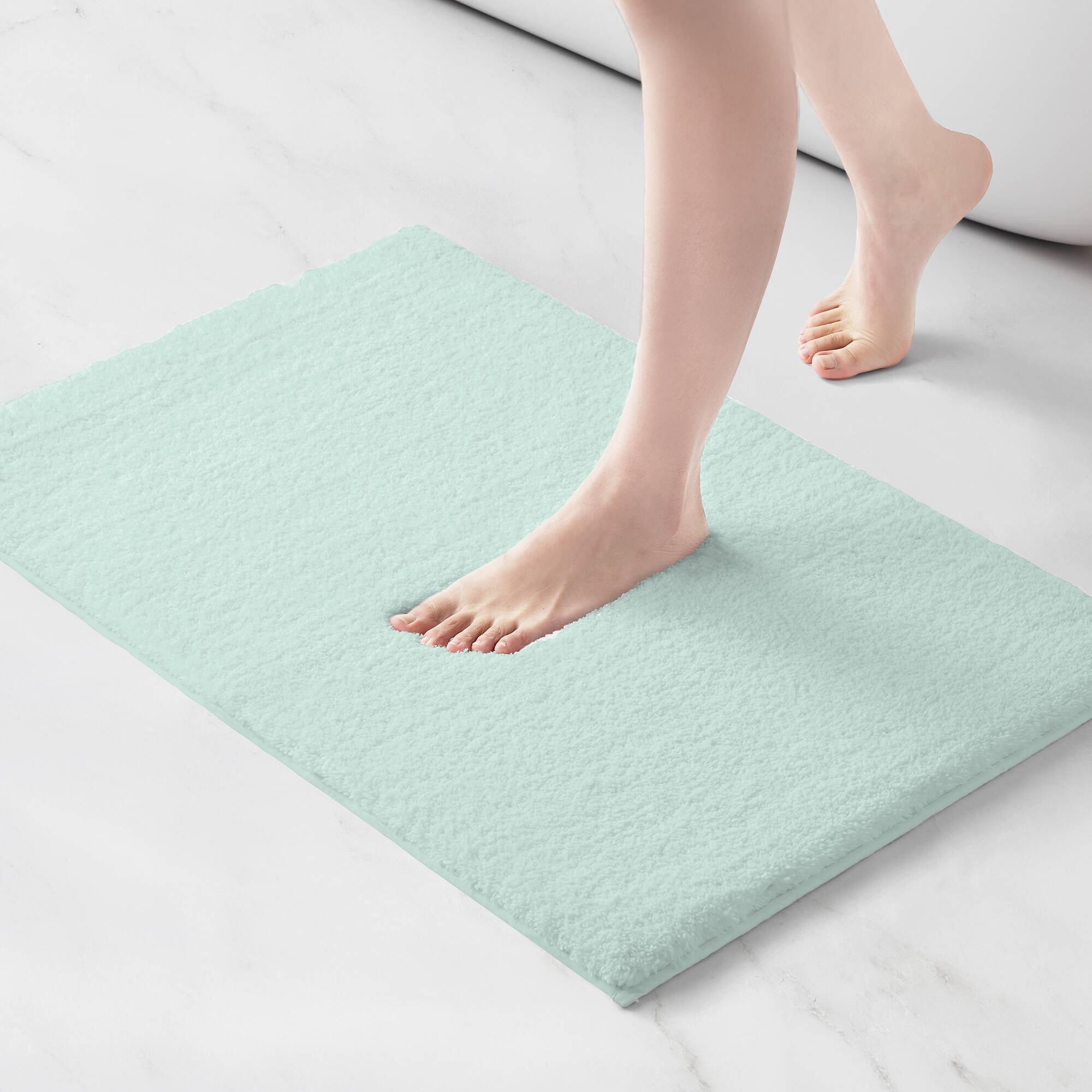 Marshmallow - 24" x 72" Bath Rug - Seafoam