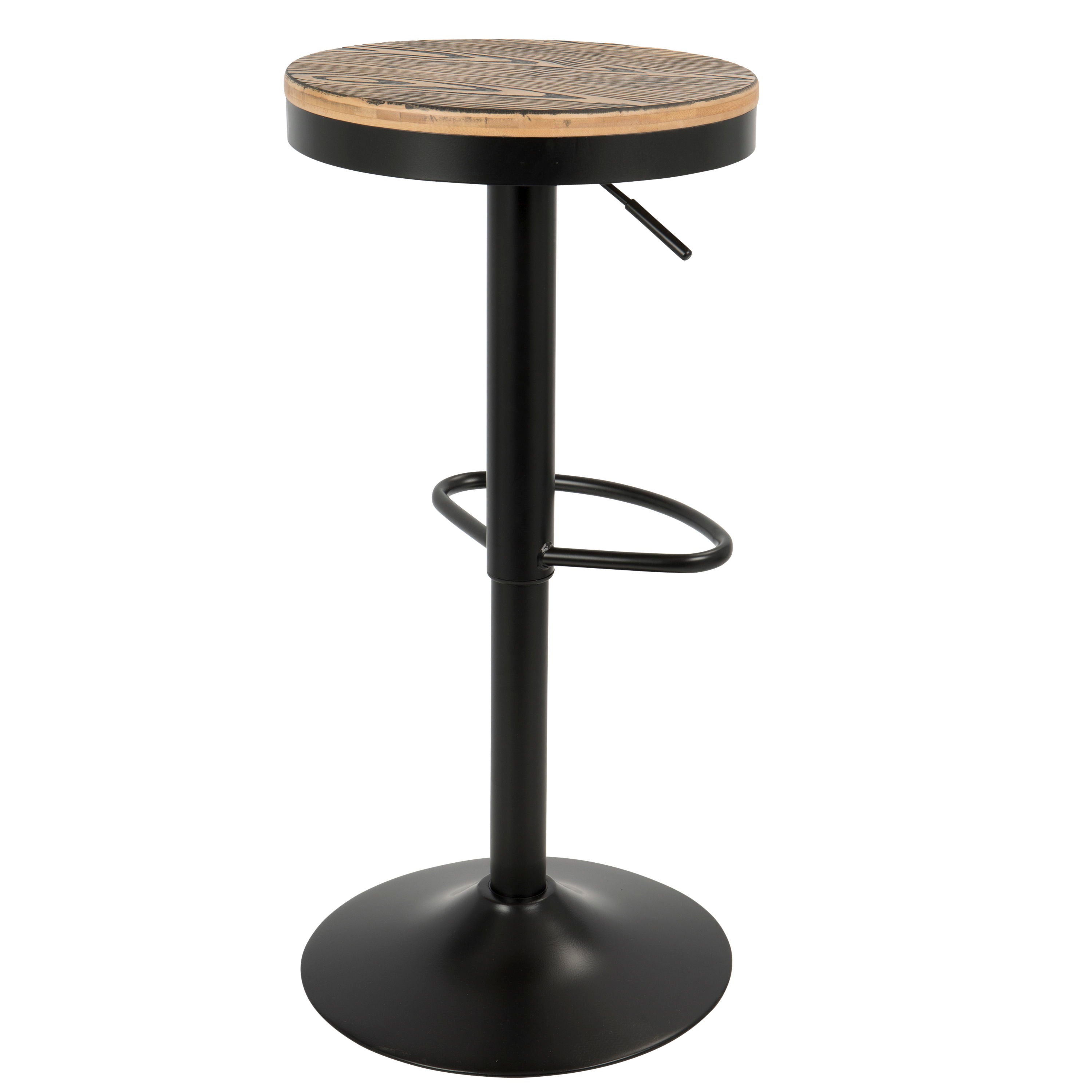 Dakota - Industrial Adjustable Barstool With Swivel (Set of 2) - Black / Brown / Grain