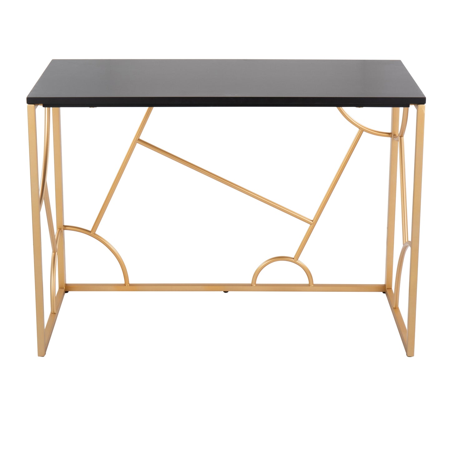 Constellation Contemporary Desk in Gold Metal and Black Wood by LumiSource