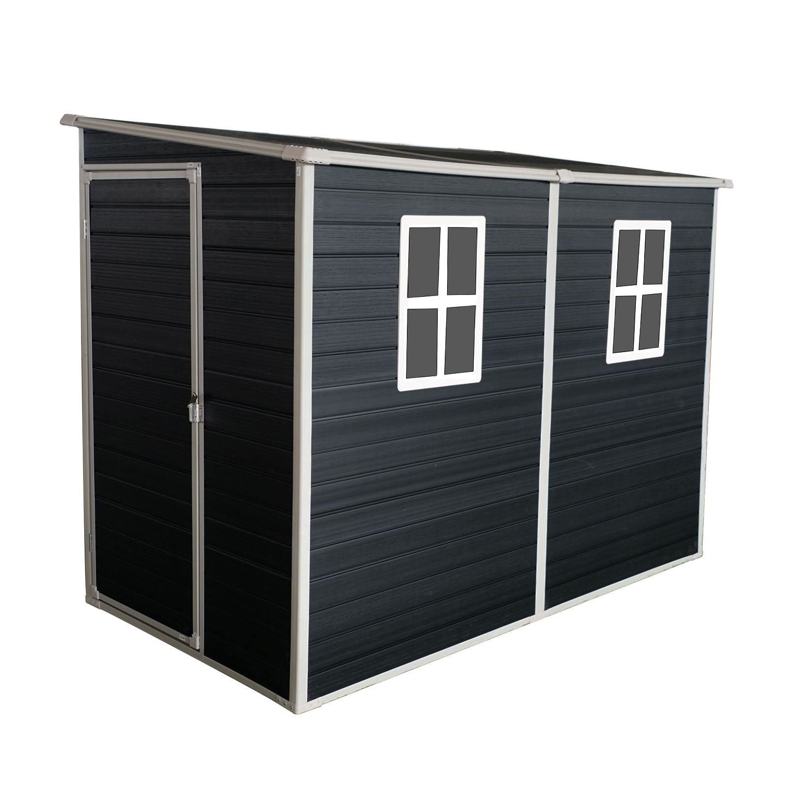 Outdoor Storage Shed With Floor Resin Shed With Two-Window, Waterproof, Lockable Doors For Patio, Yard, Lawn