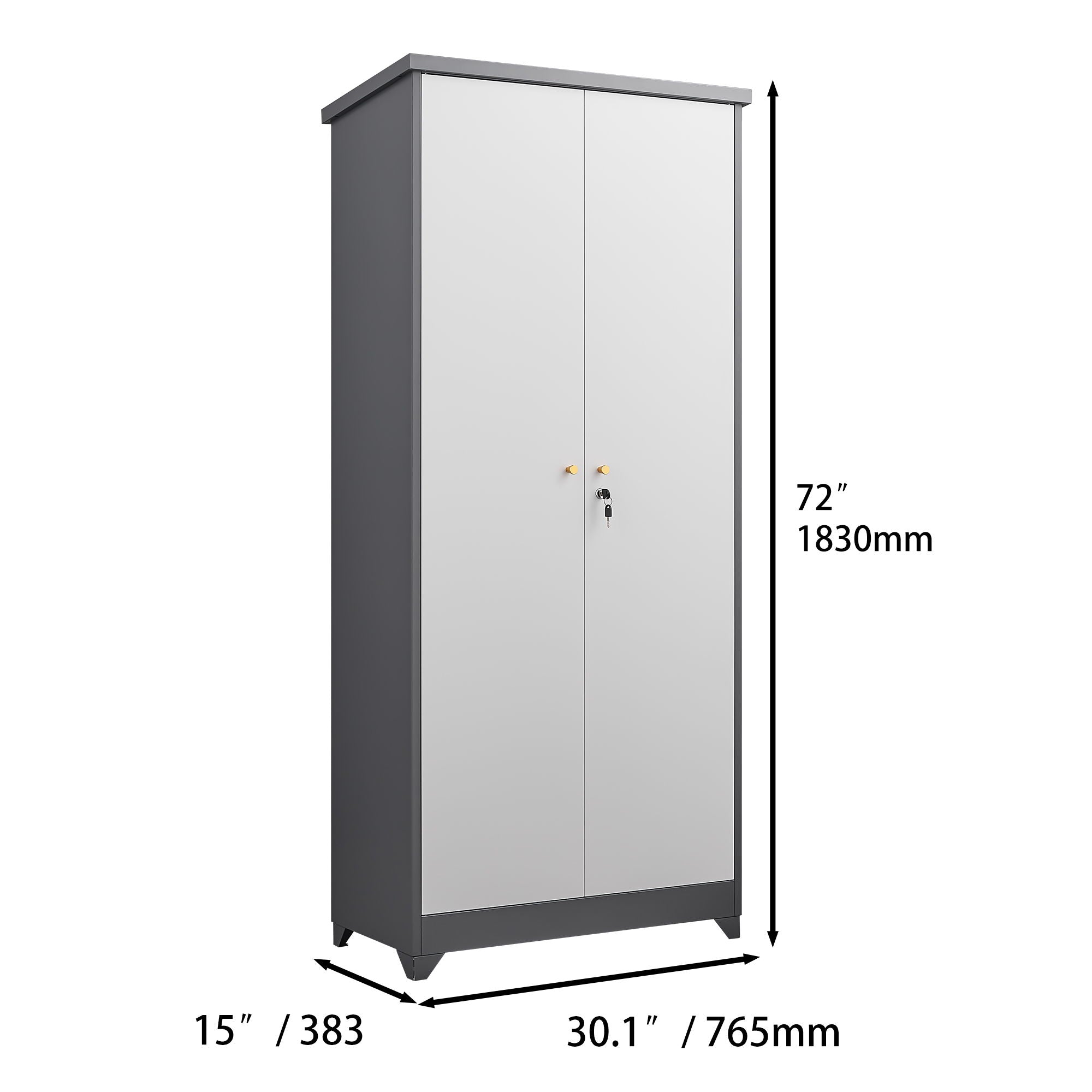 Outdoor Cabinet, Large Capacity Storage Vertical Tall Design With Shelves And Secure Lock
