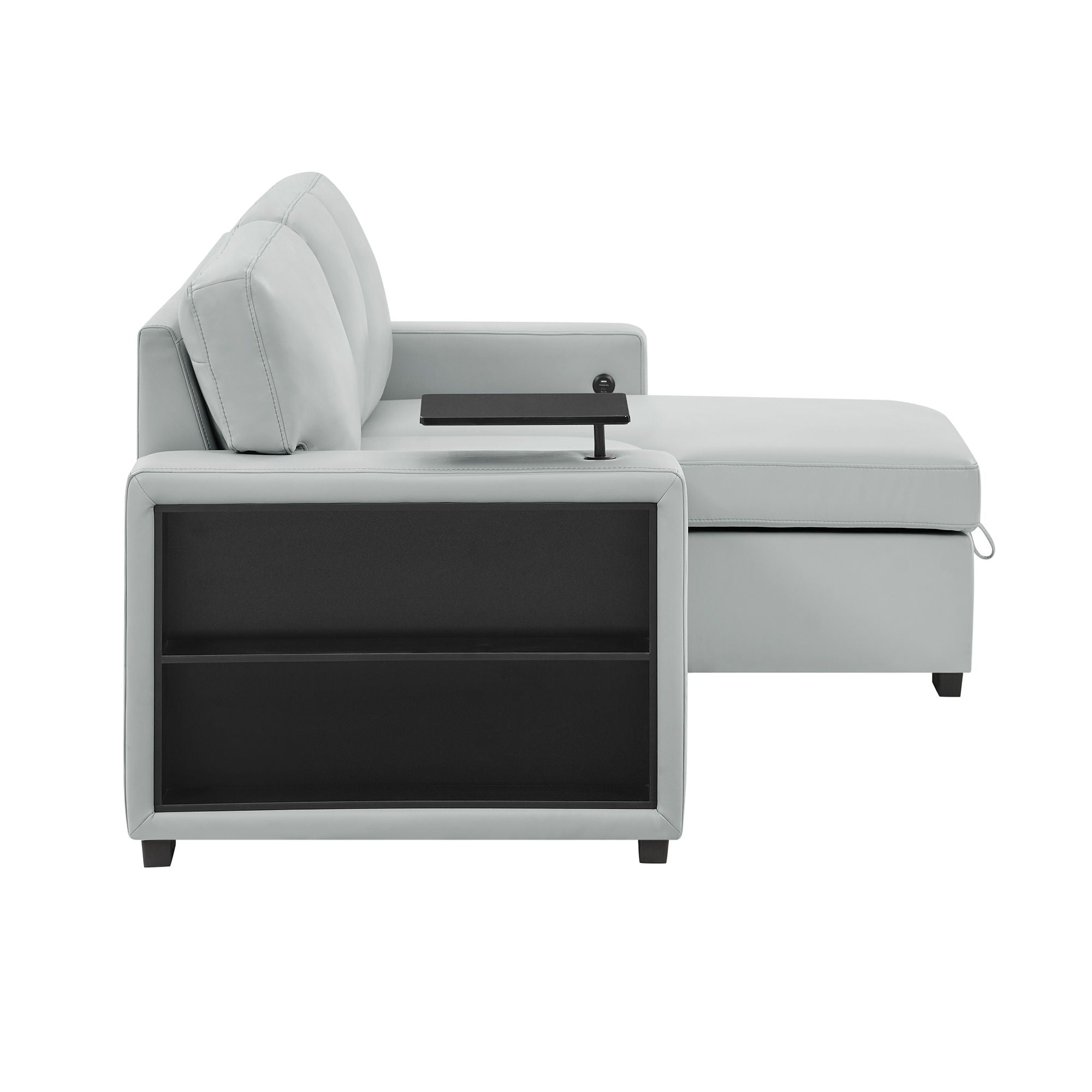 U0212 - Sofa Bed Arms With USB And 1 Table Tray - Blanche Silver