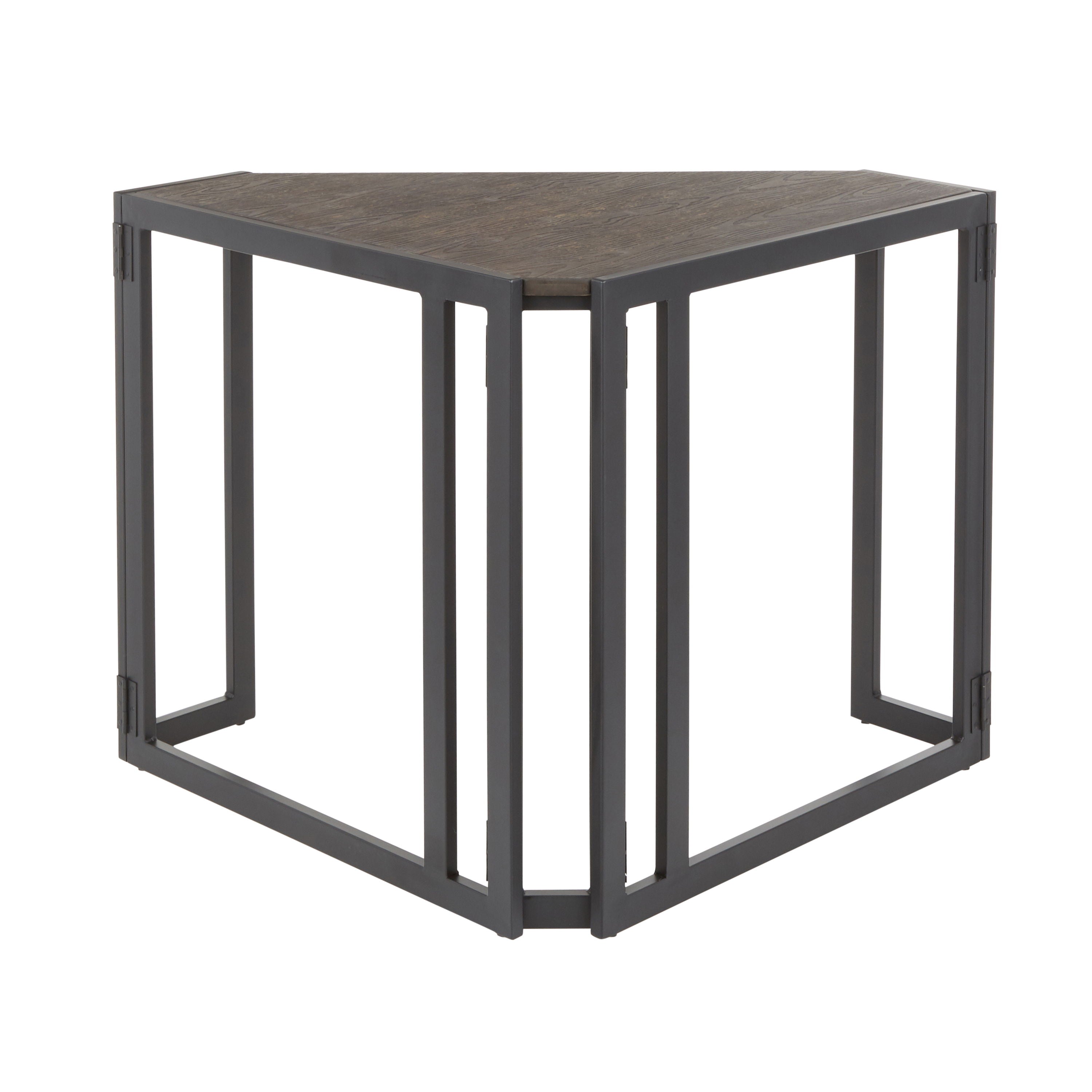 Roman - Industrial Corner Desk - Black / Espresso