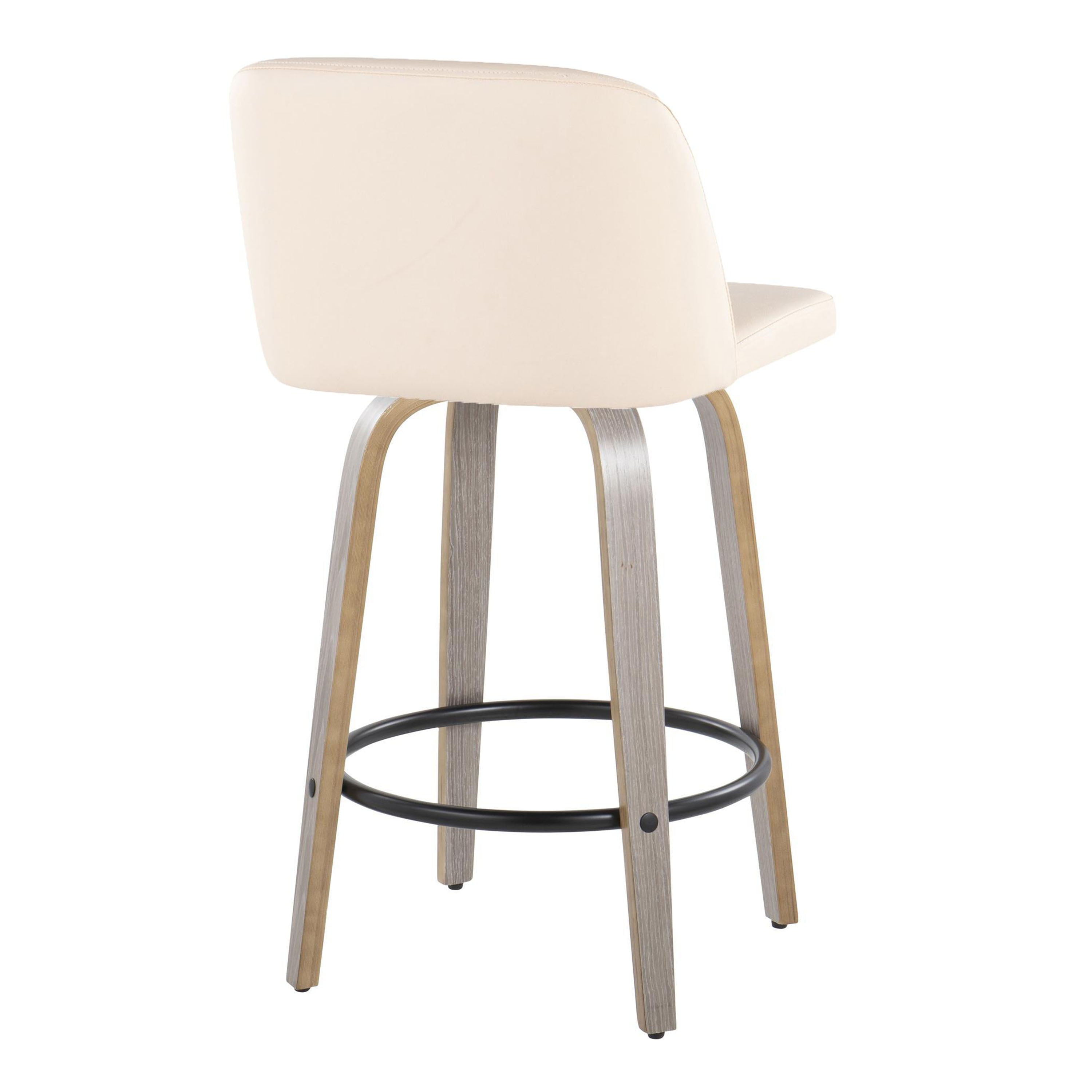 Toriano - Contemporary Fixed Height Counter Stool With Swivel & Round Footrest (Set of 2)