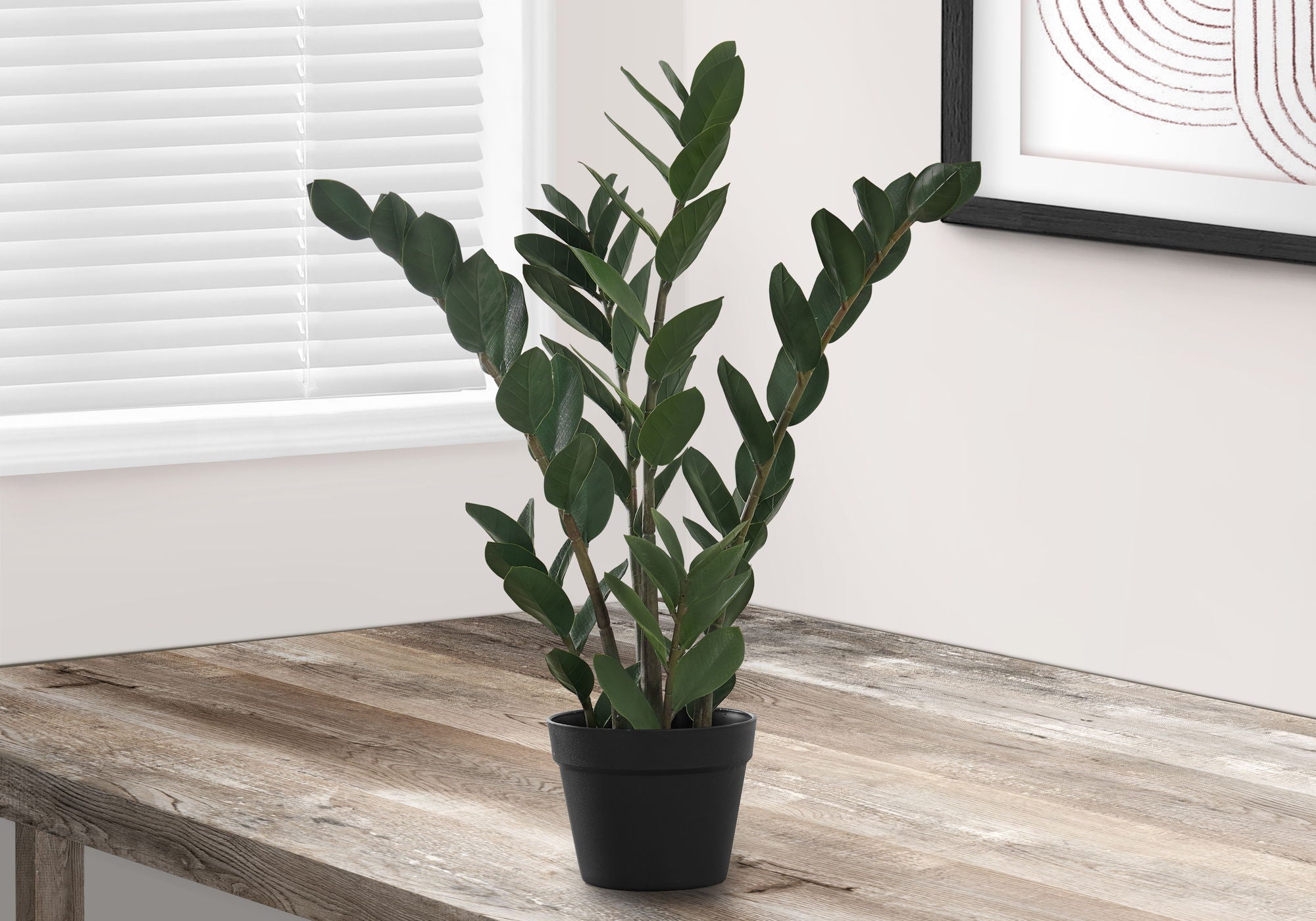 29" Tall, Artificial Plant, Zz Tree, Indoor, Faux, Fake, Floor, Greenery, Potted, Real Touch, Decorative - Green / Black