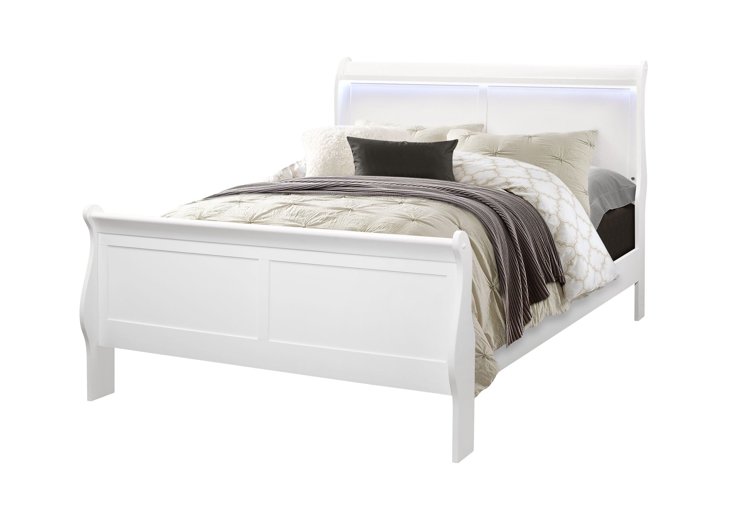 Charlie - 5 Piece Full Bedroom Set With LED - White