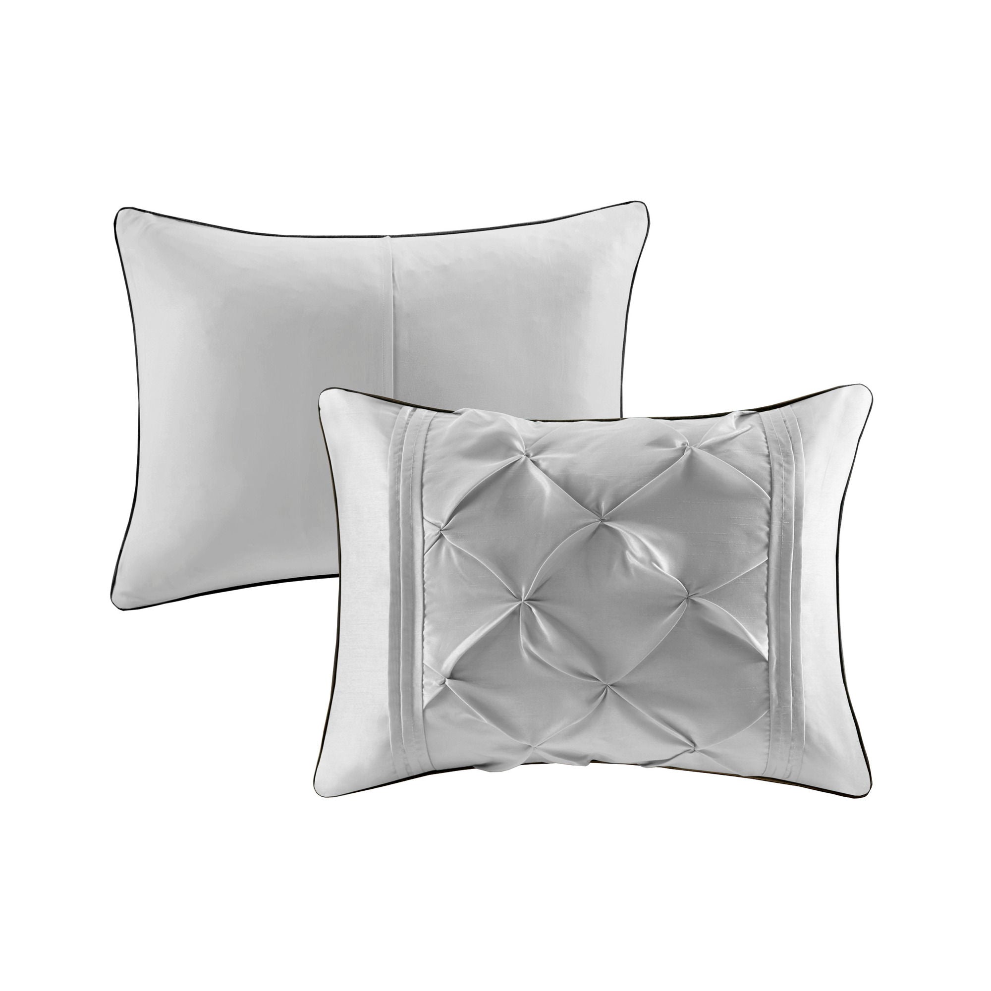 Laurel - Full Pieced Pleated 7 Piece Tufted Comforter Set - Gray
