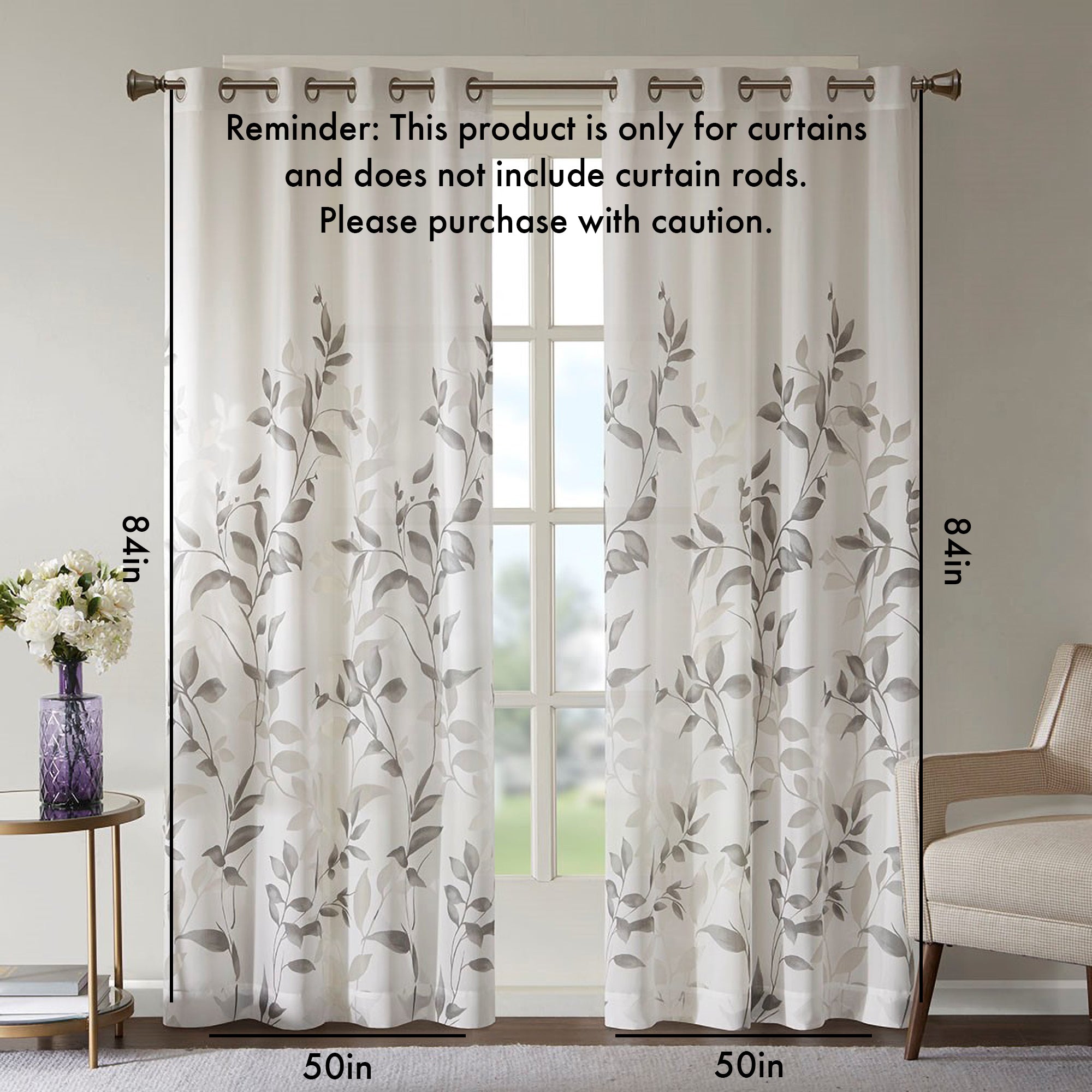 Burnout Printed Curtain Panel