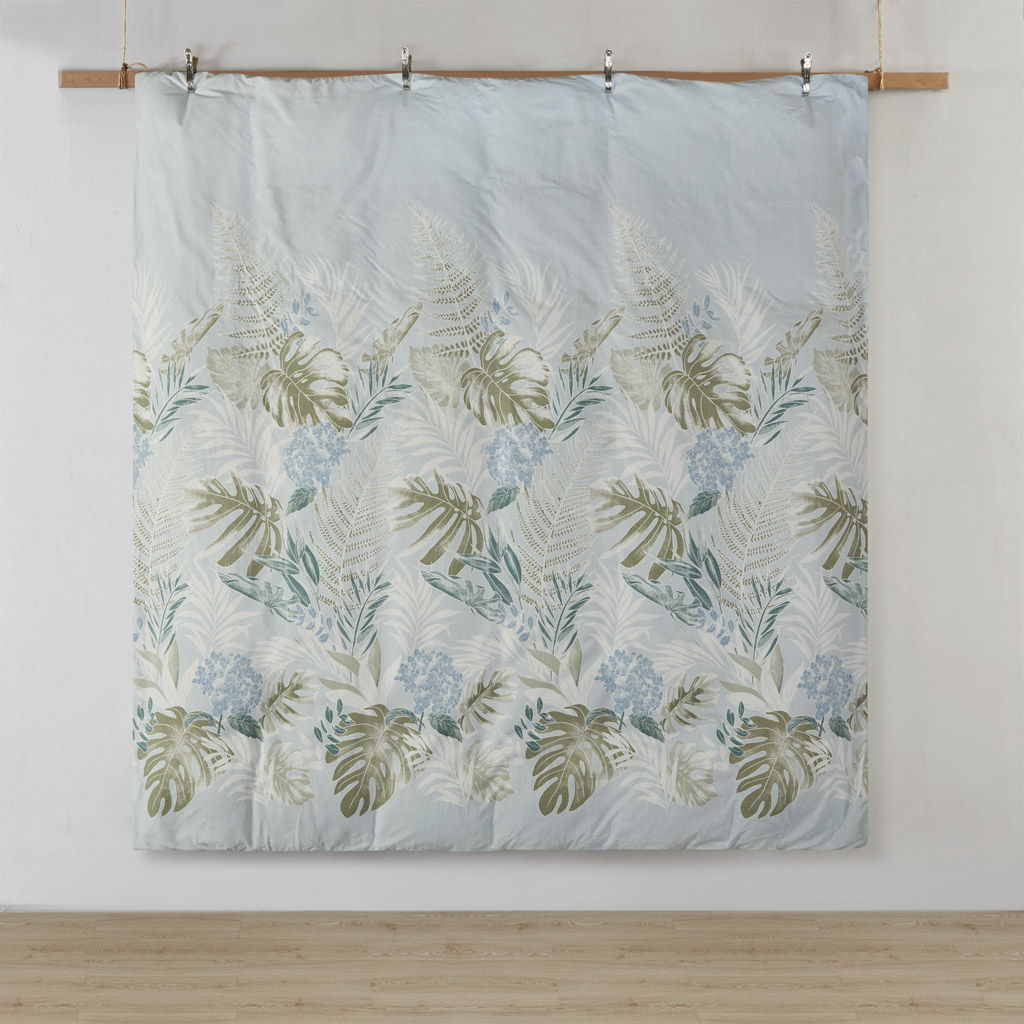 Kiawah Island - 5 Piece Cotton Duvet Cover Set With Throw Pillow - Light Blue
