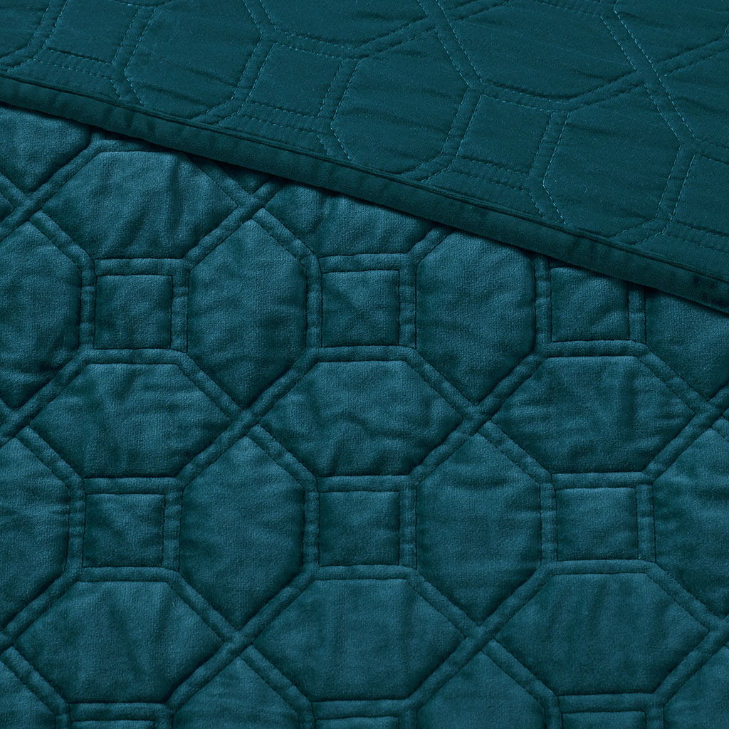 Harper - King Reversible 3 Piece Coverlet Set - Teal