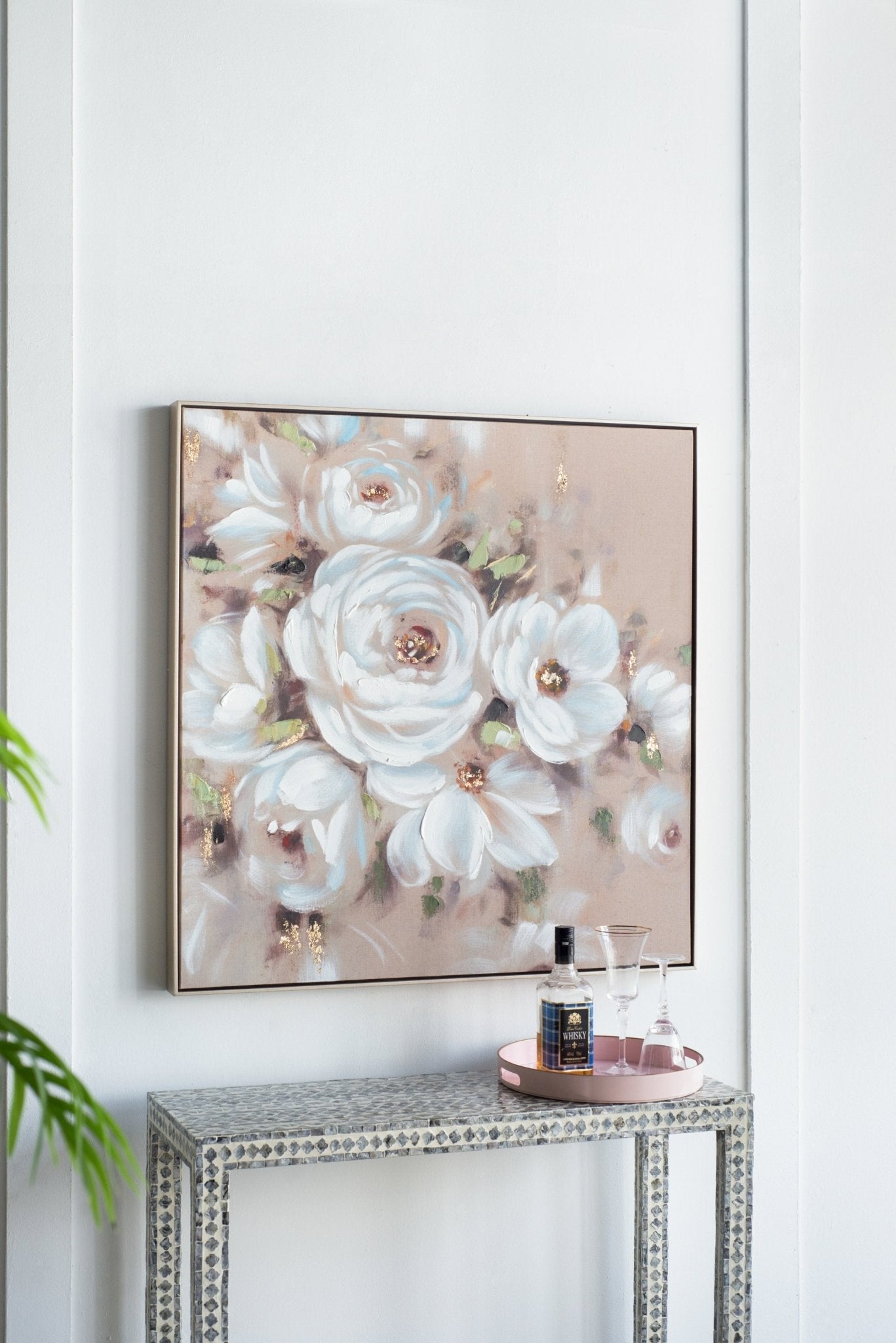 36" x 36" Square Framed Wall Art Flower Canvas Print, Home Decor for Living Room Kitchen Foyer Office
