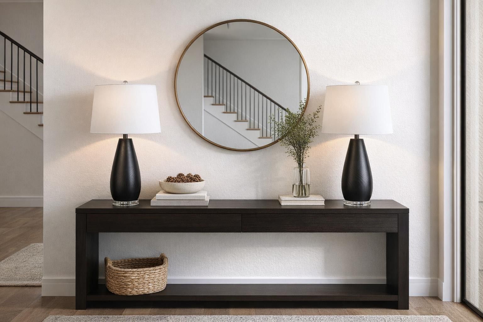 Obsidian Drift Concrete & Crystal Table Lamp (Set of 2) - Black Grain Concrete / Clear Crystal