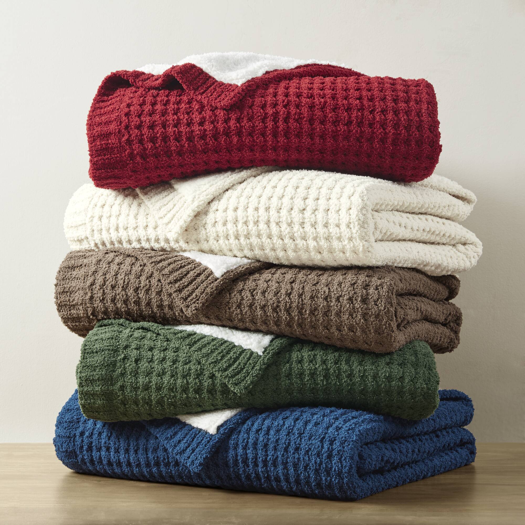 Rowan - Waffle Knit Chenille Throw - Navy Blue