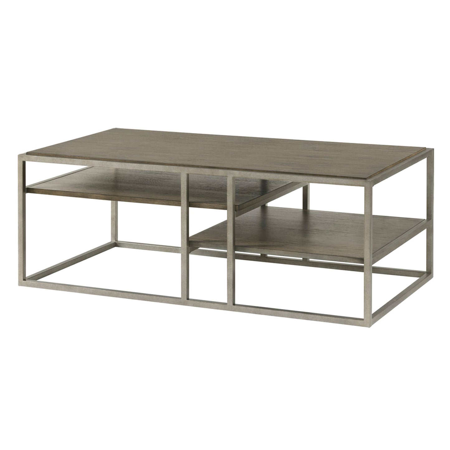 Padena Metal Frame Wood Living Room Coffee Table with Shelf