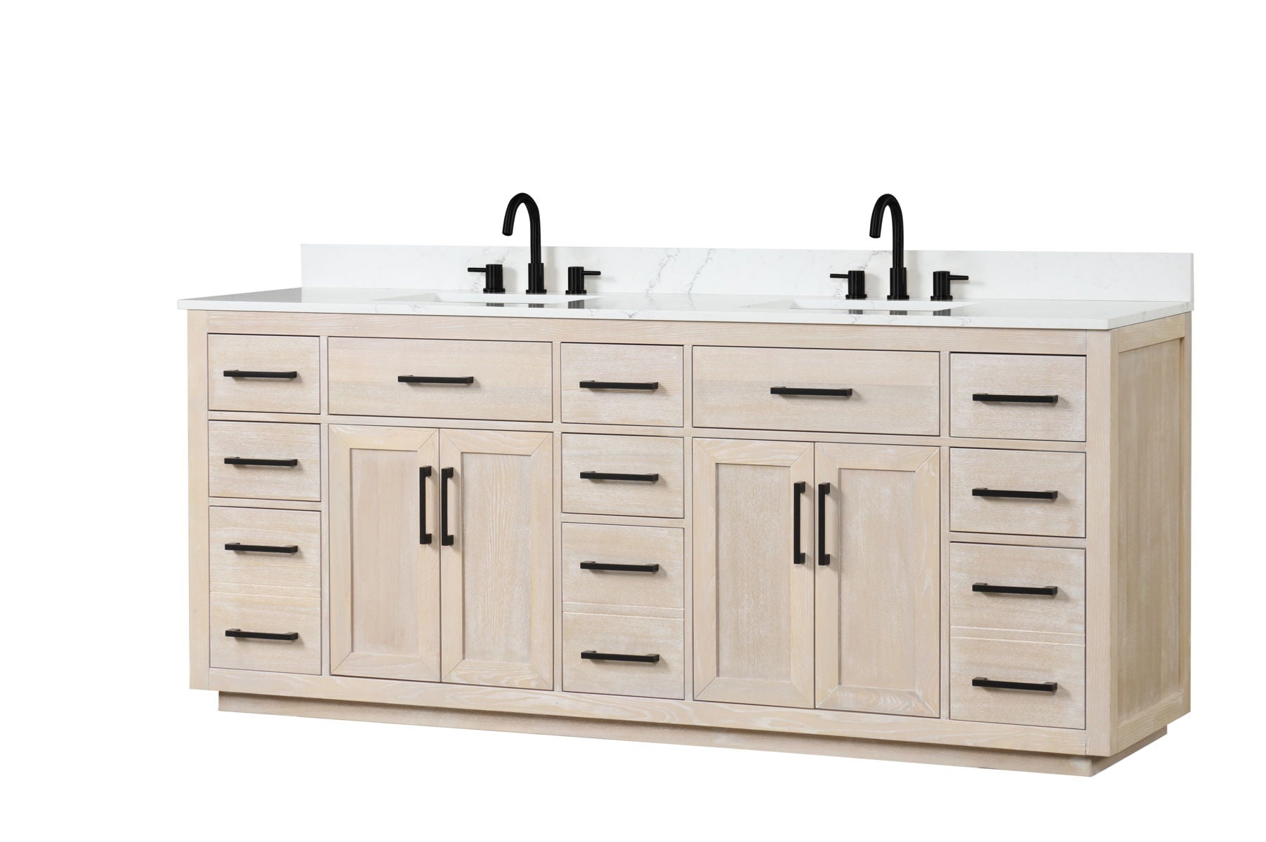 Bathroom Vanity With Double Sink, Freestanding Modern Bathroom Vanity With Soft - Close Cabinet And 3 Drawers, Solid Wood Bathroom Storage Cabinet With Quartz Countertop