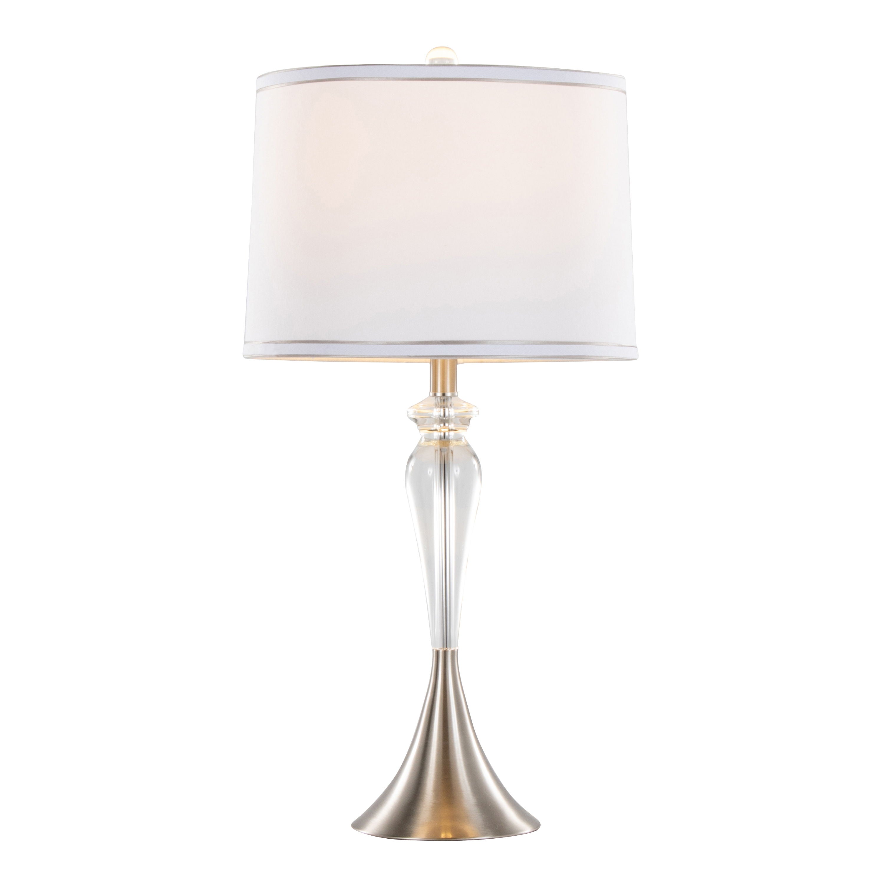 Ashland - Contemporary Crystal Table Lamp (Set of 2) - Clear Crystal / Nickel / White