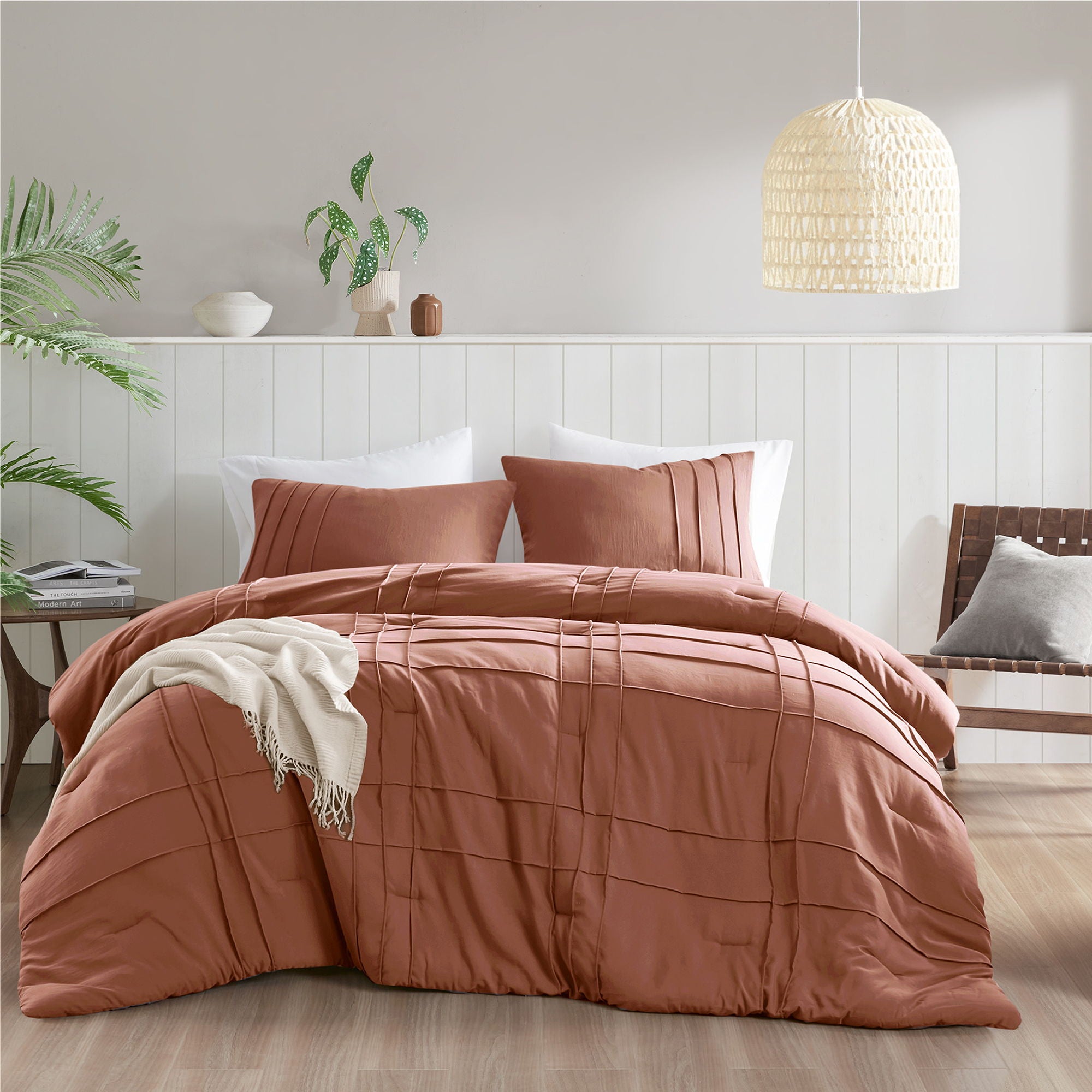 Porter - Twin/Twin Long Soft Washed Pleated Comforter Set - Clay