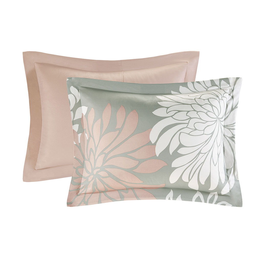 Maible - King Complete Comforter And Sheet Set - Blush / Gray