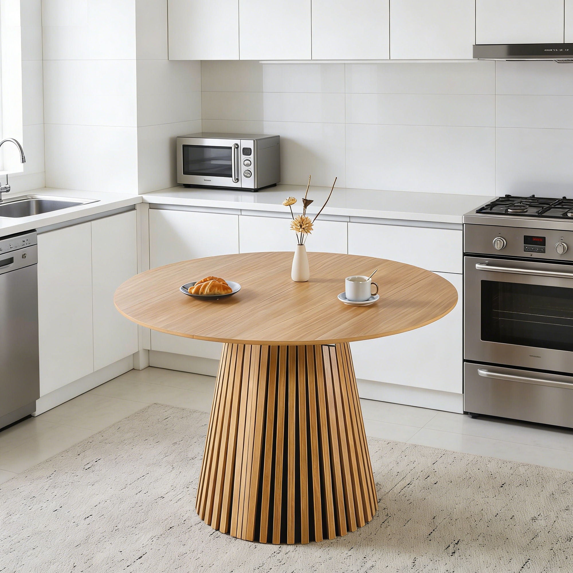 Extendable Pedestal Multifunctional Dining Table - Oak