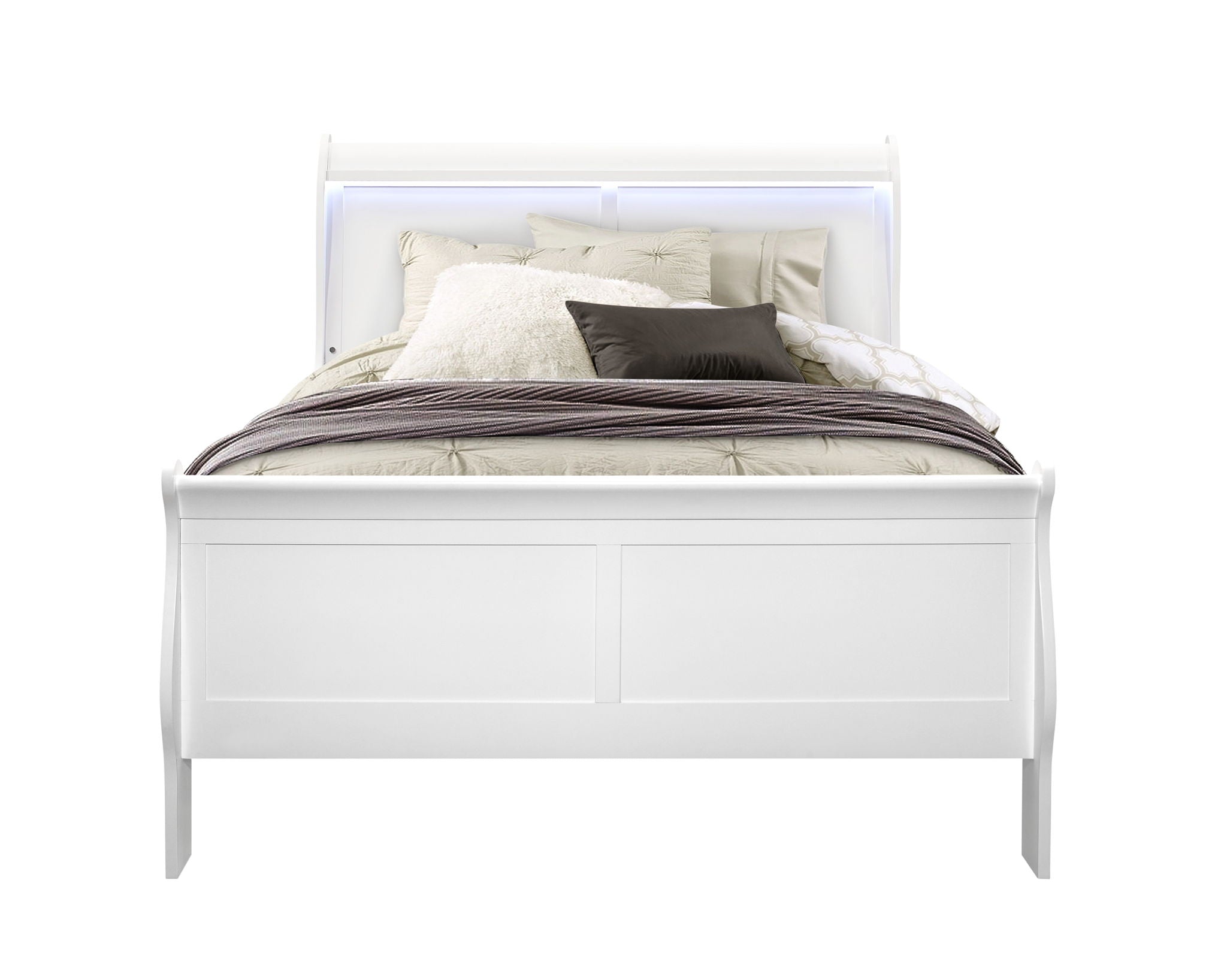 Charlie - Twin Bed With LED Headboard & Footboard - White
