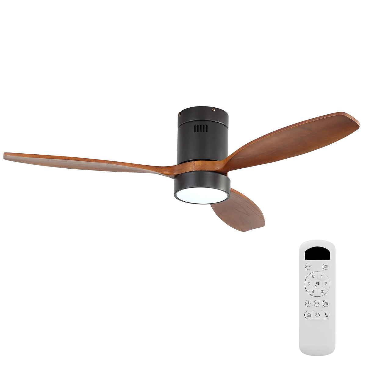 52" Reversible Ceiling Fan With Dimmable Light And Remote Control, DC Motor, Memory Function - Matte Black