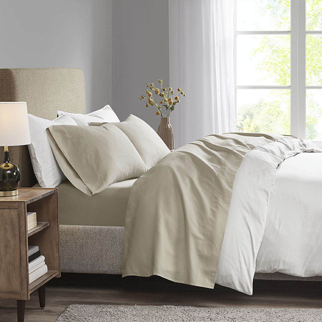 3M Microcell - King Luxurious Brushed Microfiber Deep Pocket Sheet Set - Khaki