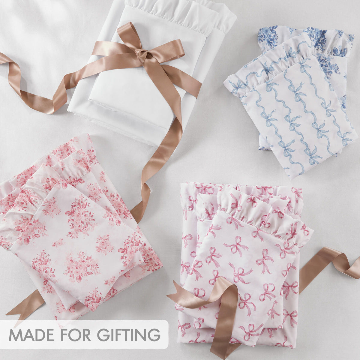 Microfiber Ruffle - Twin Long Sheets - Pink Floral