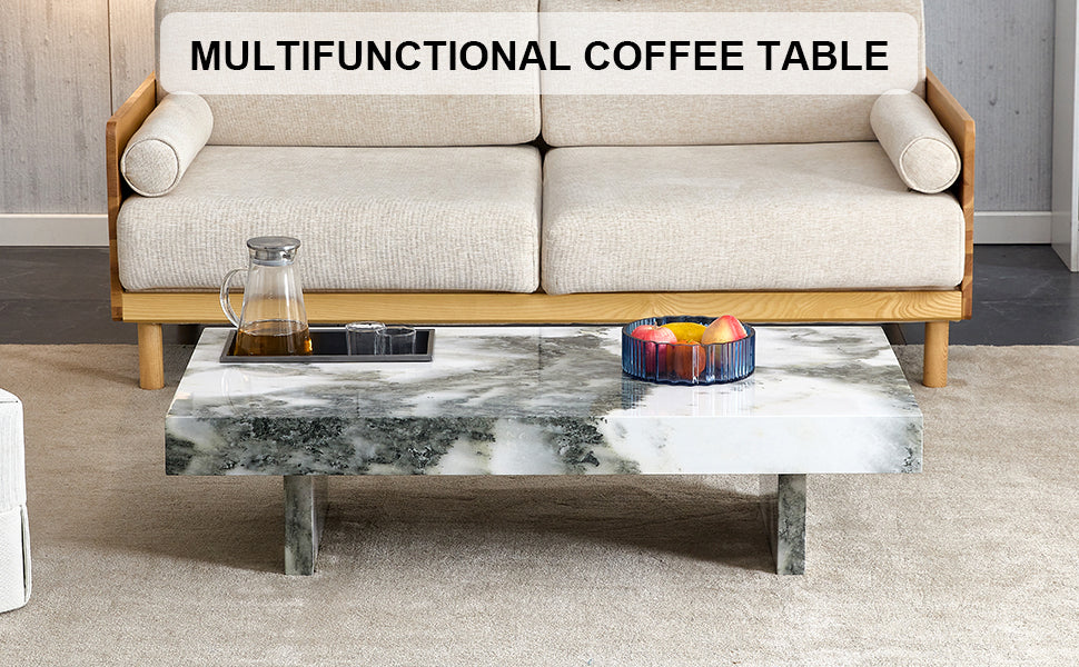 A modern and practical coffee table with black and white patterns. Made of MDF material. The fusion of elegance and natural fashion 47.2"* 23.6"* 12 "