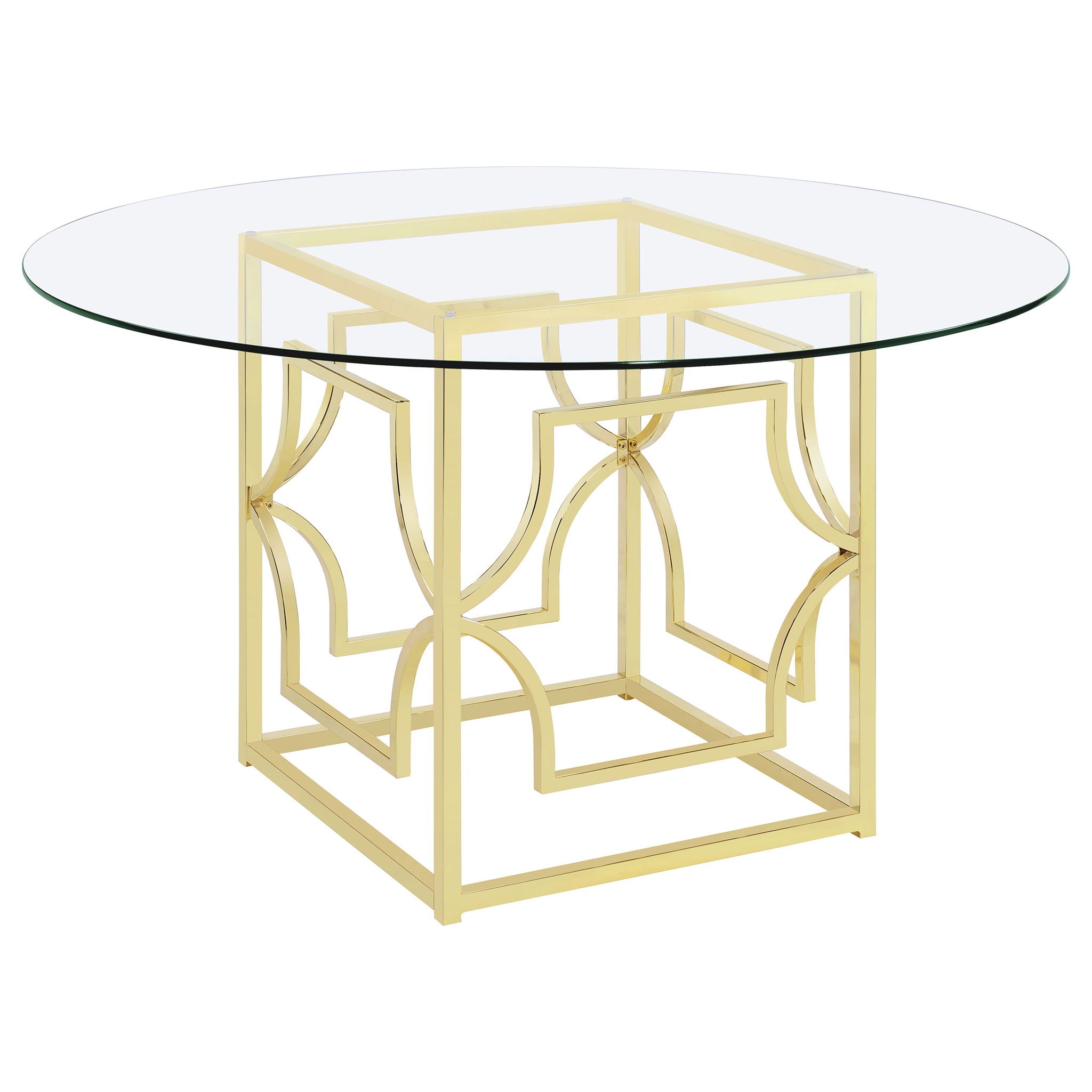 Krista - Round Glass Top Dining Table - Gold